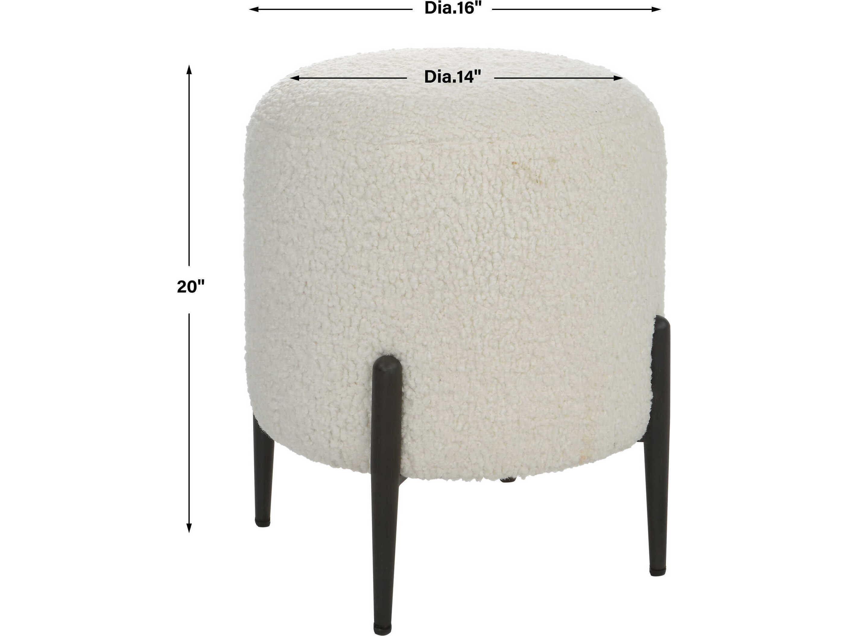 Uttermost Arles White Faux Satin Black Upholstered Ottoman