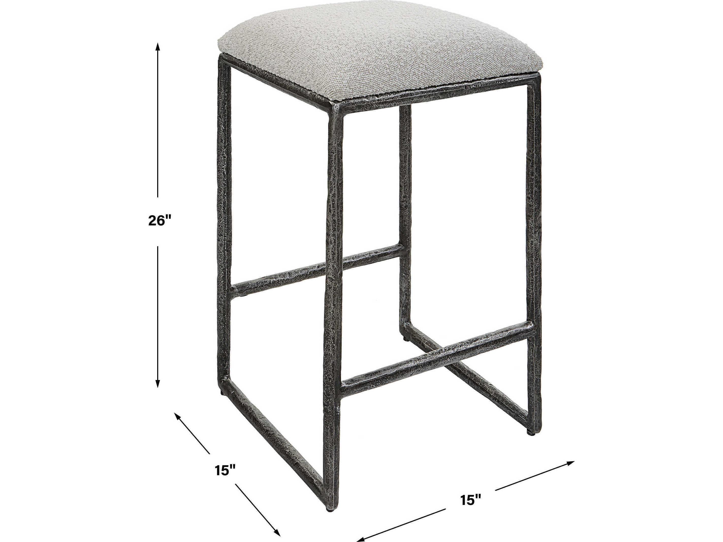 Uttermost Brisbane Upholstered Distressed Charcoal Counter Stool