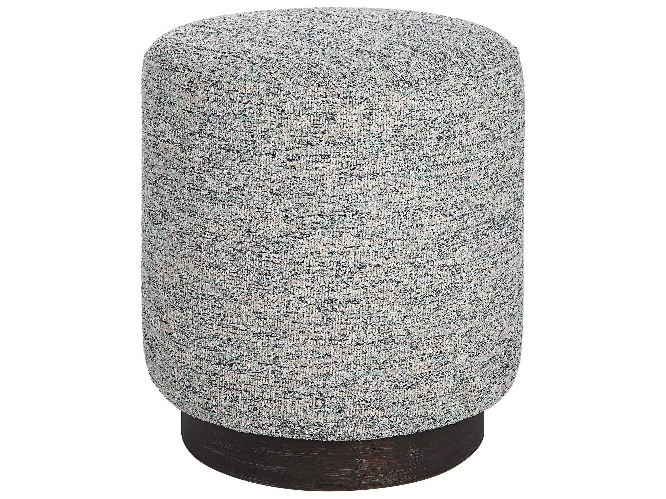 Uttermost Avila Casual Blue White Upholstered Ottoman