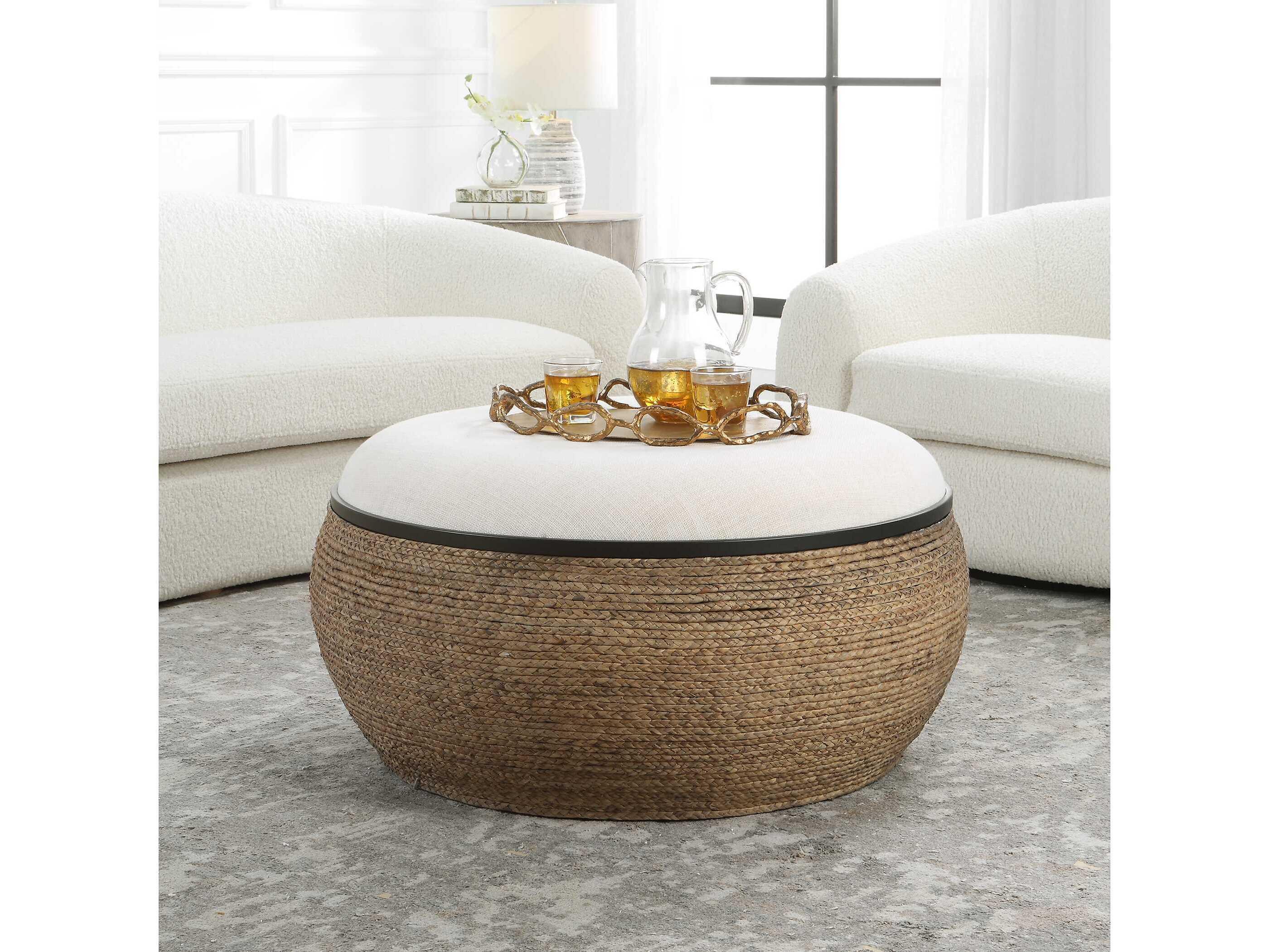 Uttermost Island Natural Brown Upholstered Ottoman