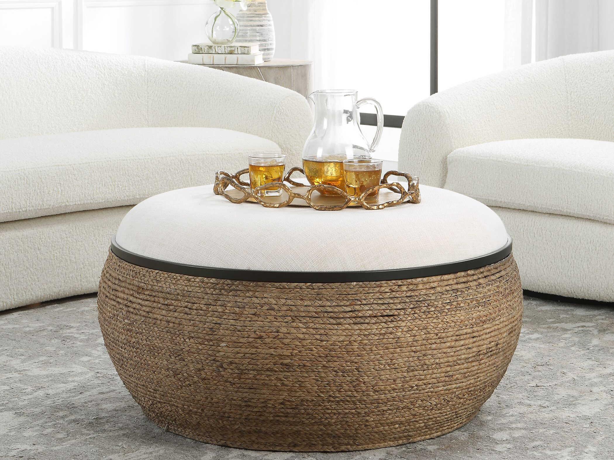 Uttermost Island Natural Brown Upholstered Ottoman