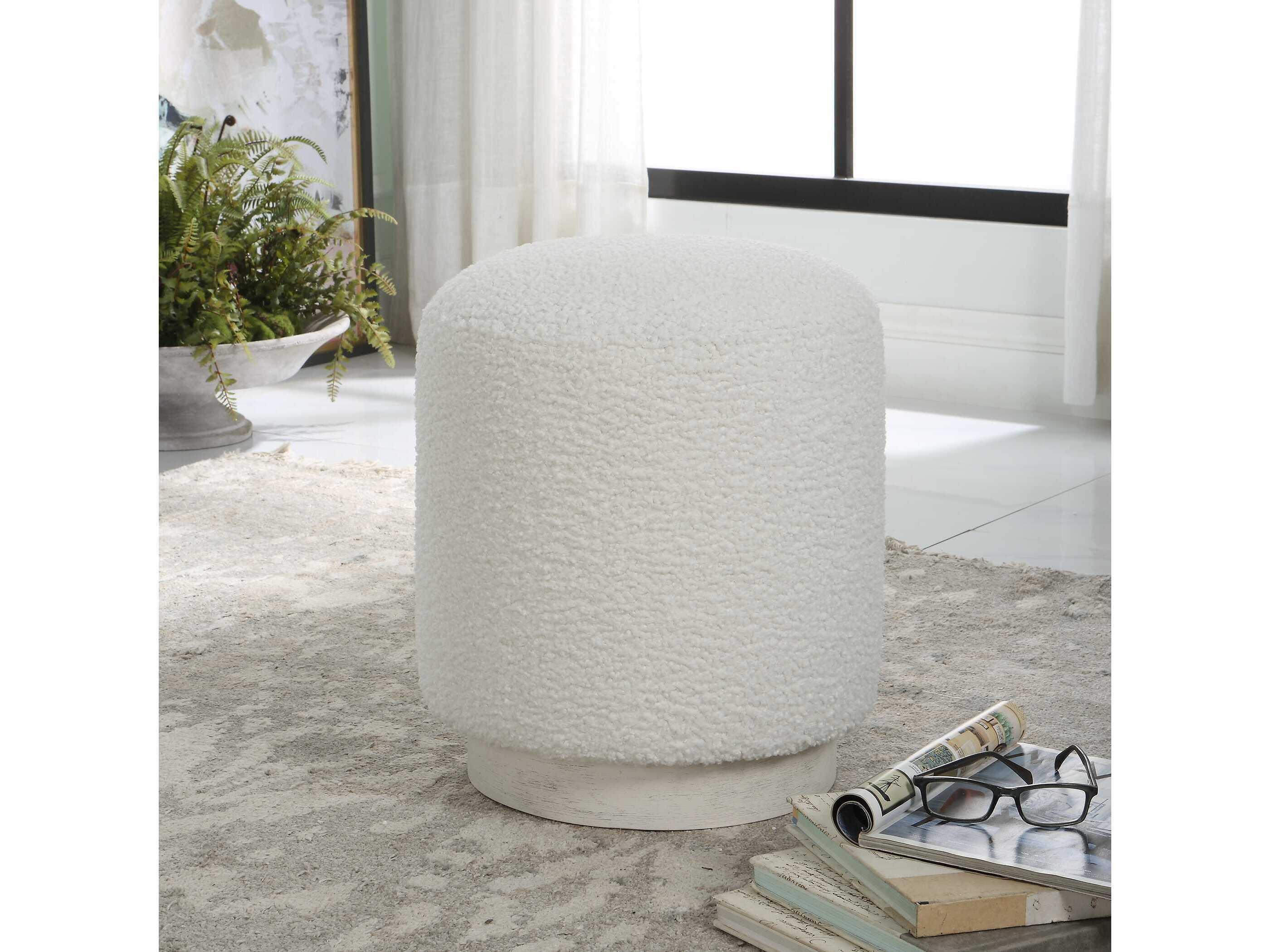 Uttermost Avila White Upholstered Ottoman