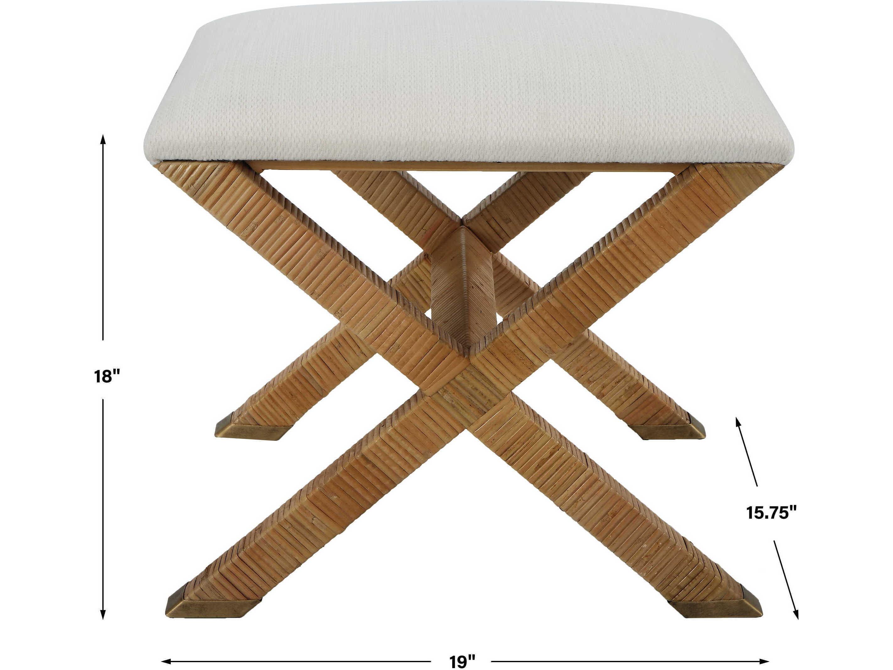 Uttermost White Natural Brown Upholstered Accent Stool