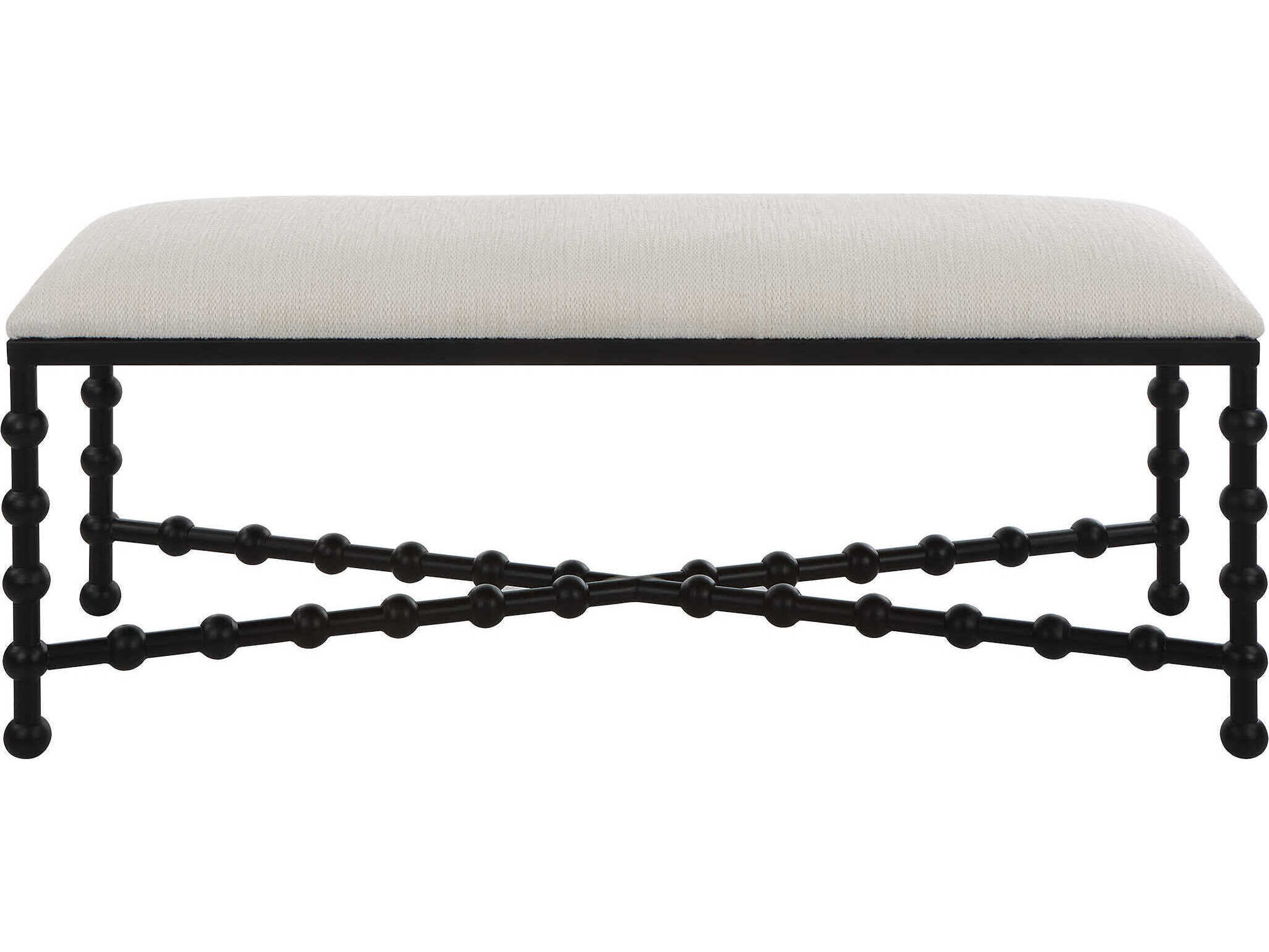 Uttermost White Black Upholstered Accent Bench