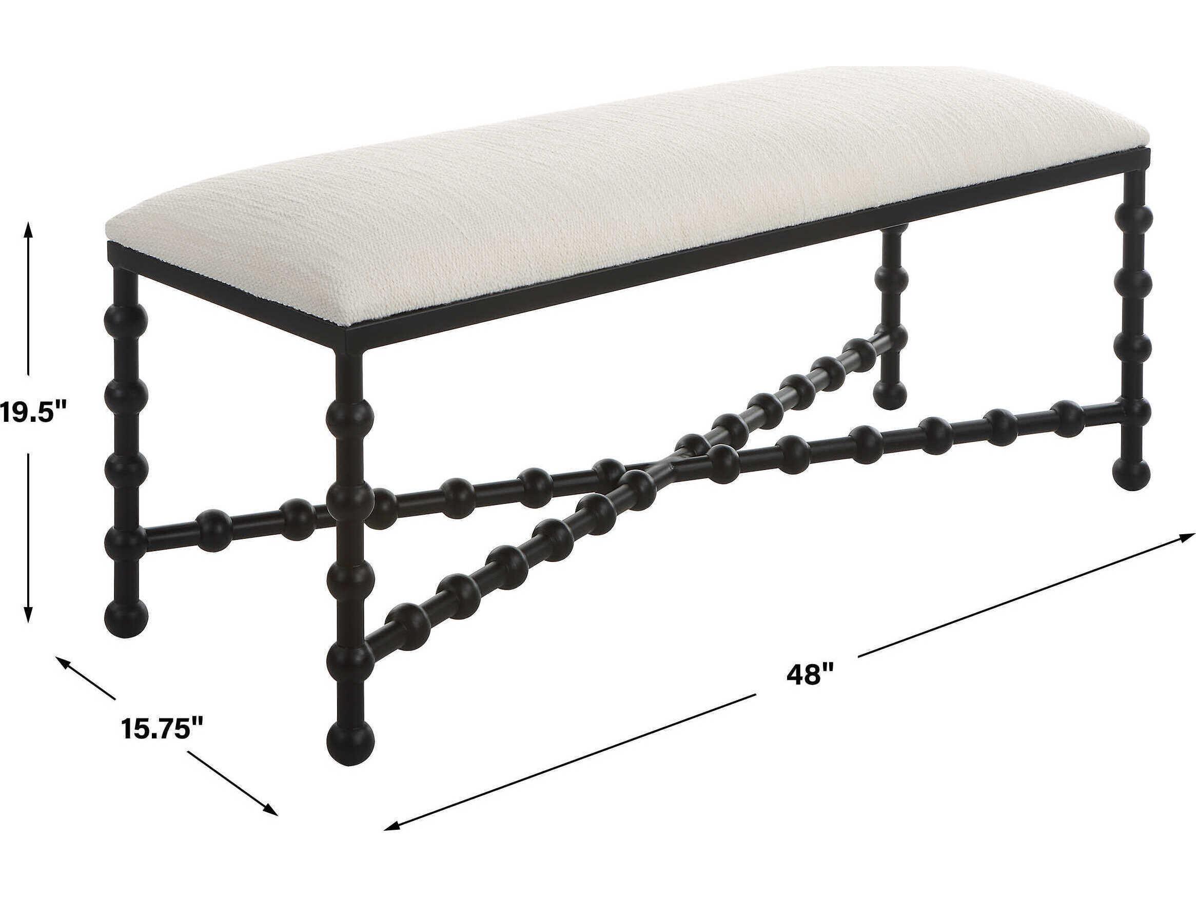 Uttermost White Black Upholstered Accent Bench
