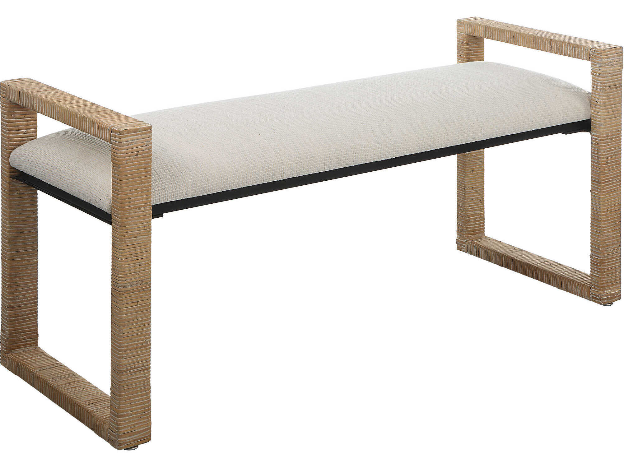 Uttermost Textured Oatmeal Natural Brown Upholstered Accent Bench