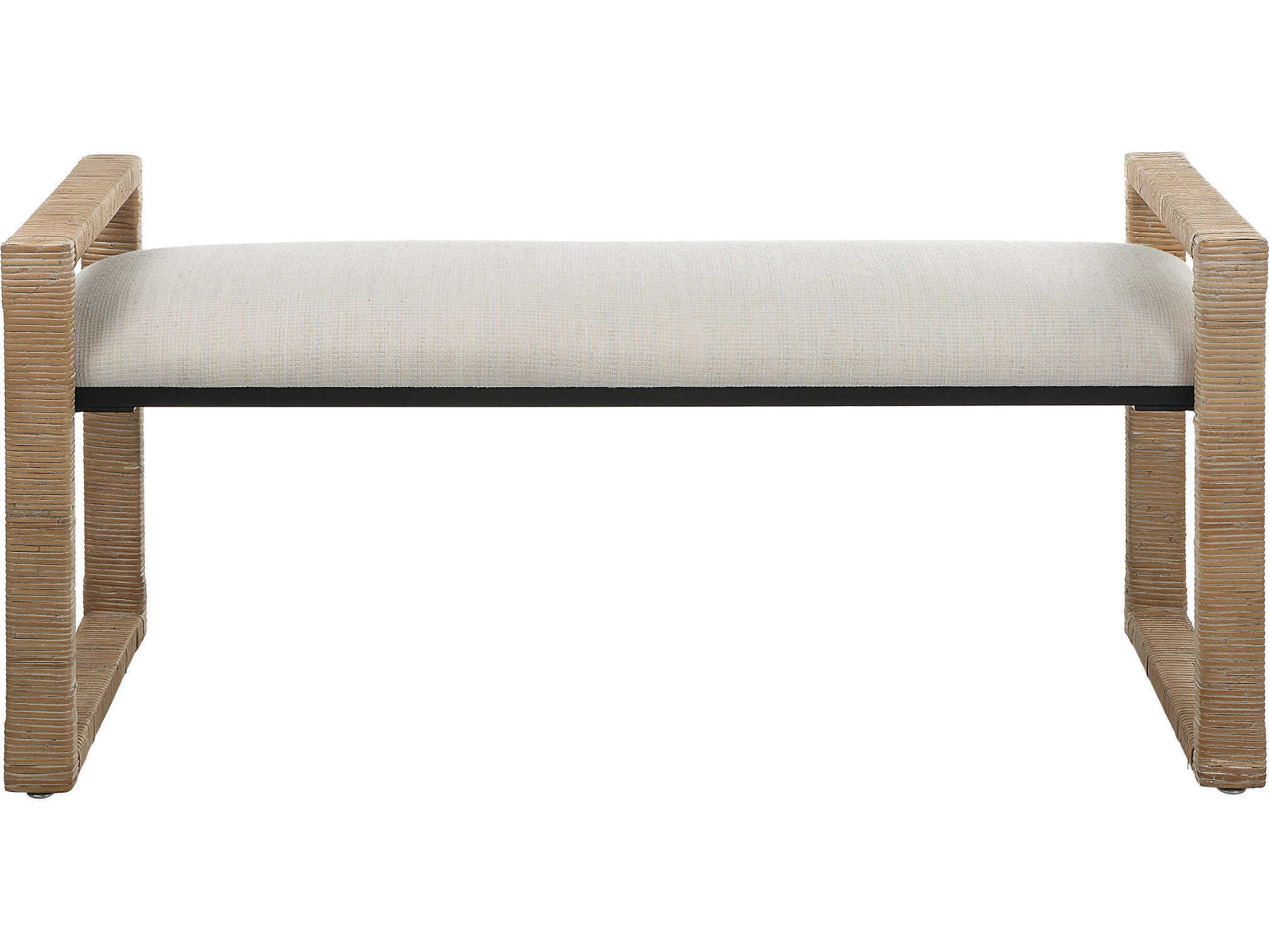 Uttermost Textured Oatmeal Natural Brown Upholstered Accent Bench