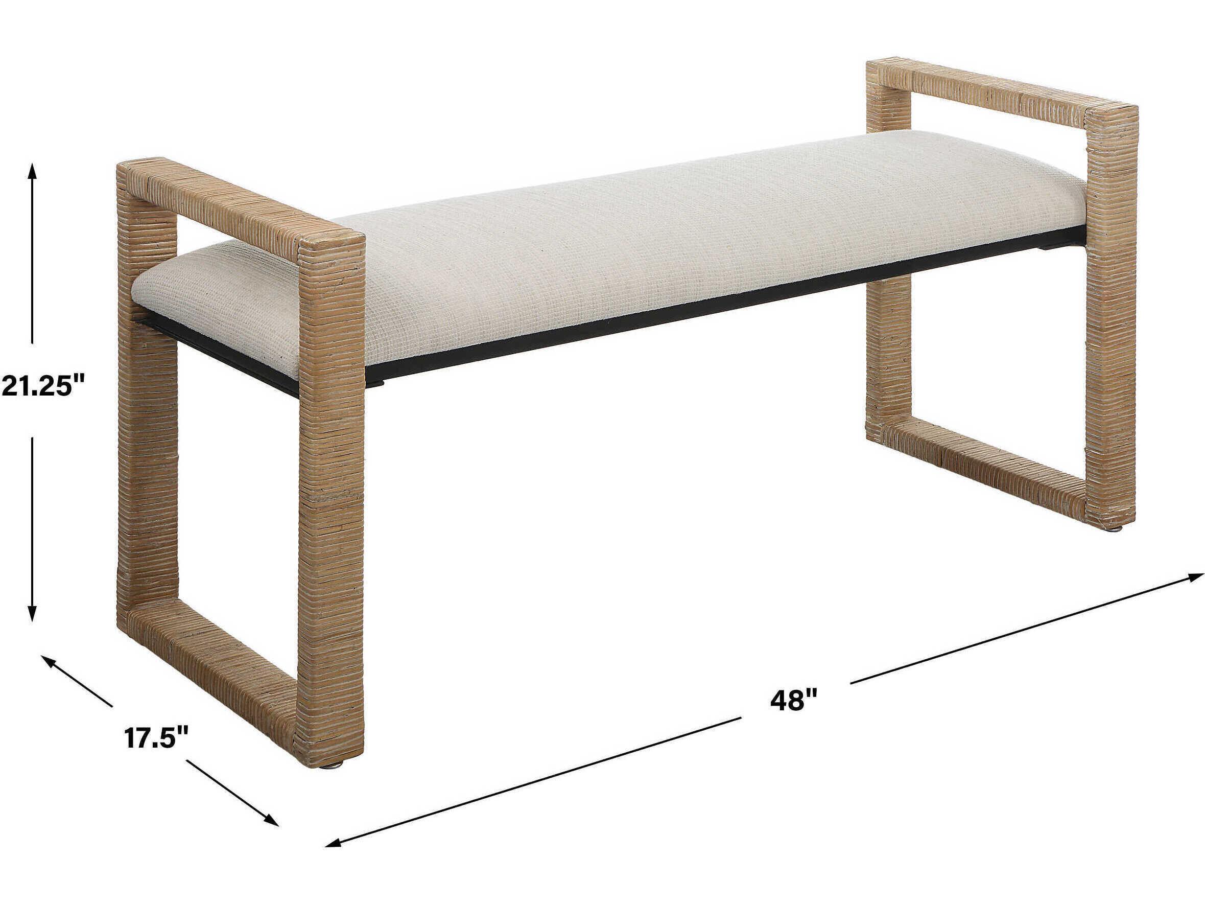 Uttermost Textured Oatmeal Natural Brown Upholstered Accent Bench