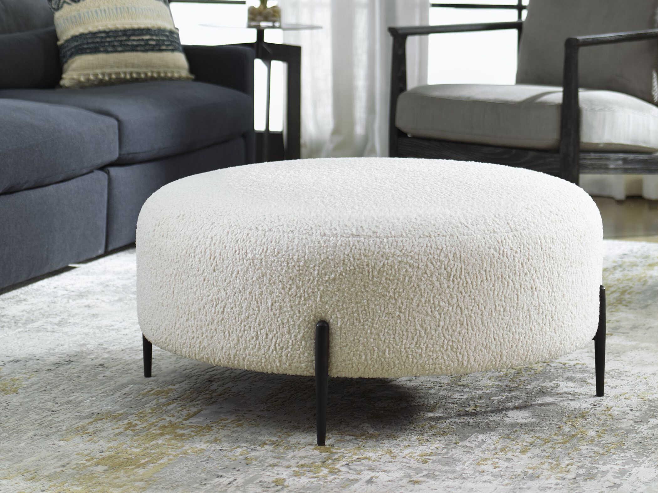 Uttermost Arles White Upholstered Ottoman