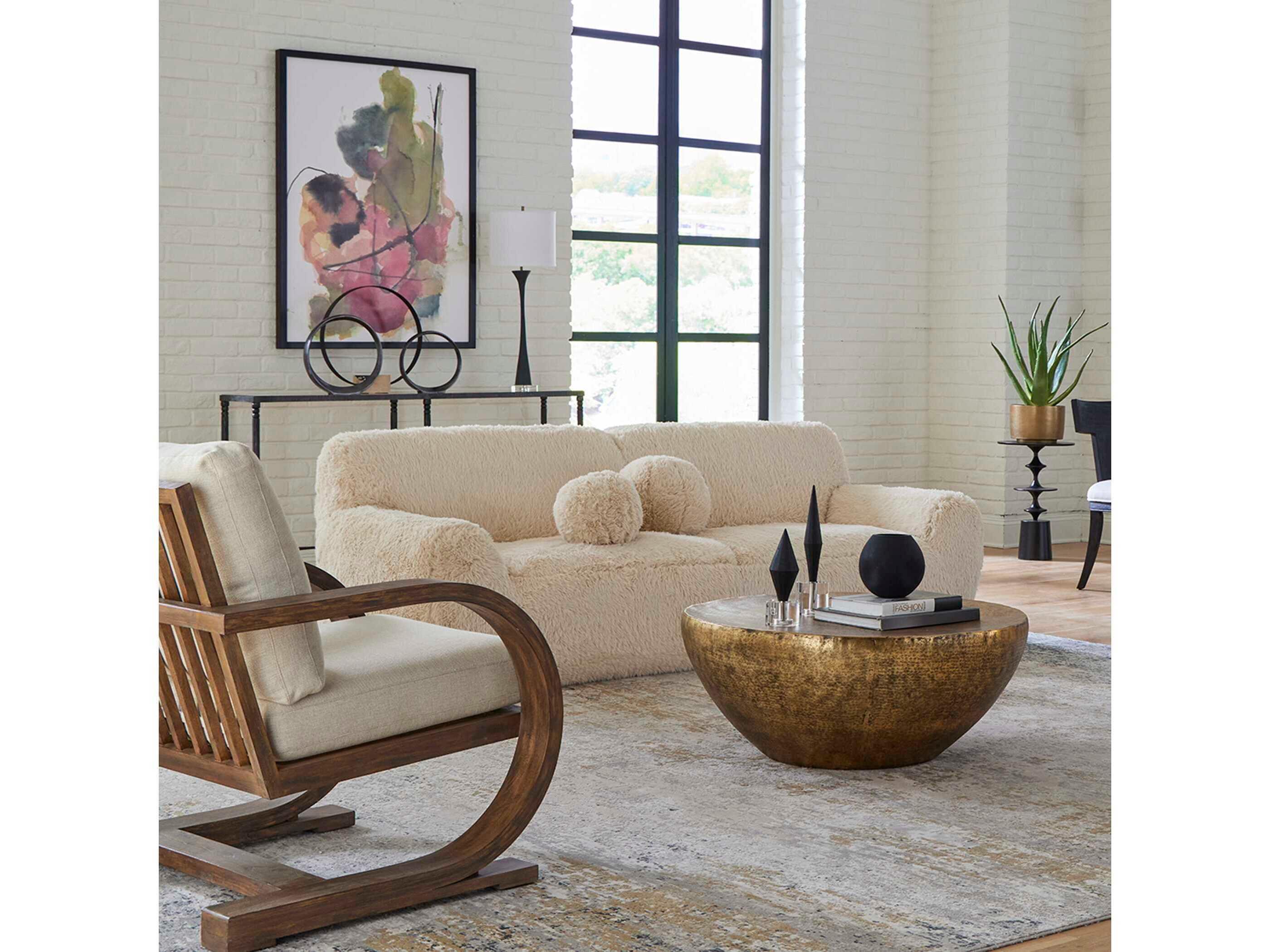 Uttermost Abide Caramel Beige Upholstered Sofa