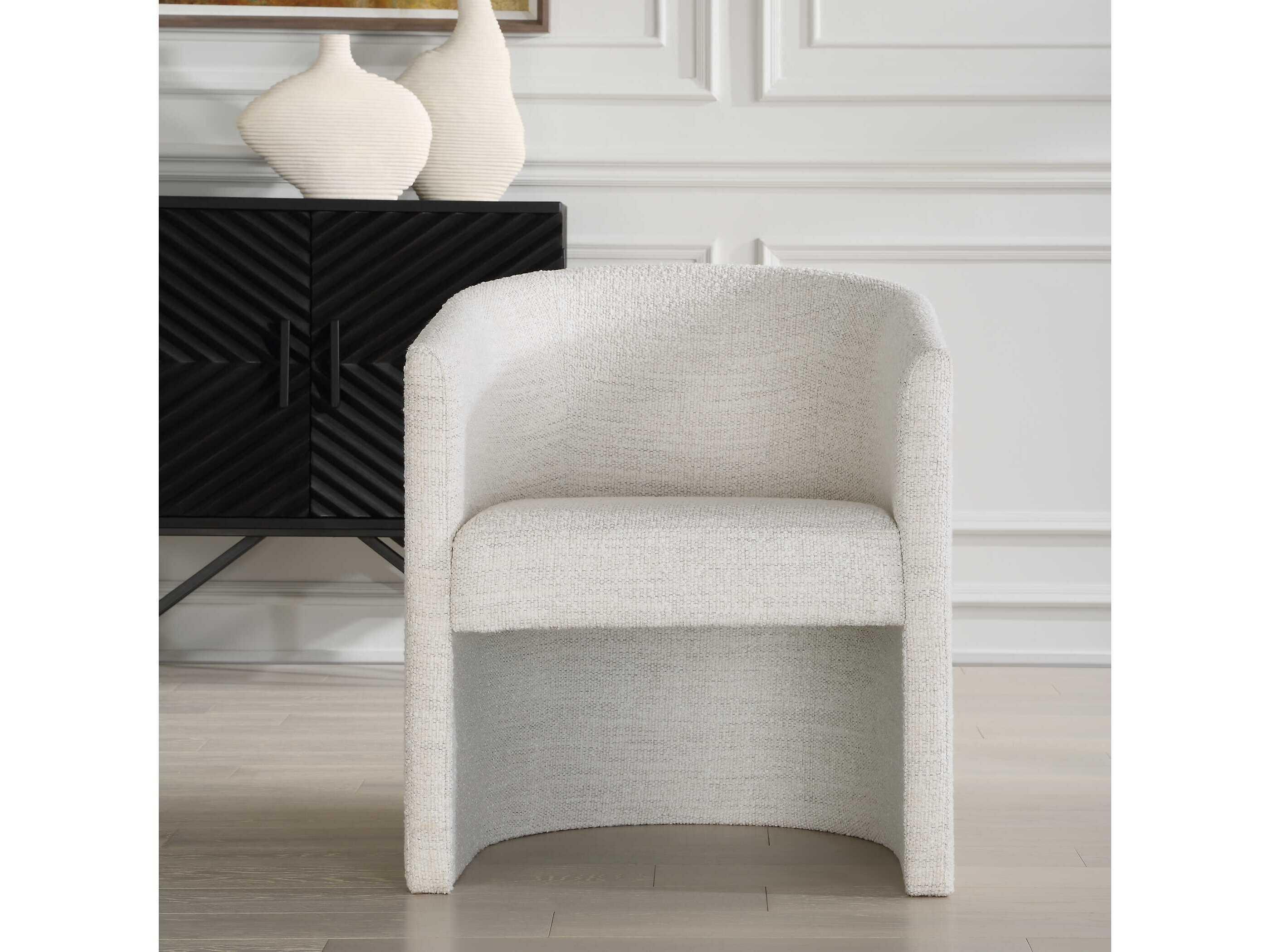 Uttermost Encompass White Upholstered Arm Dining Chair