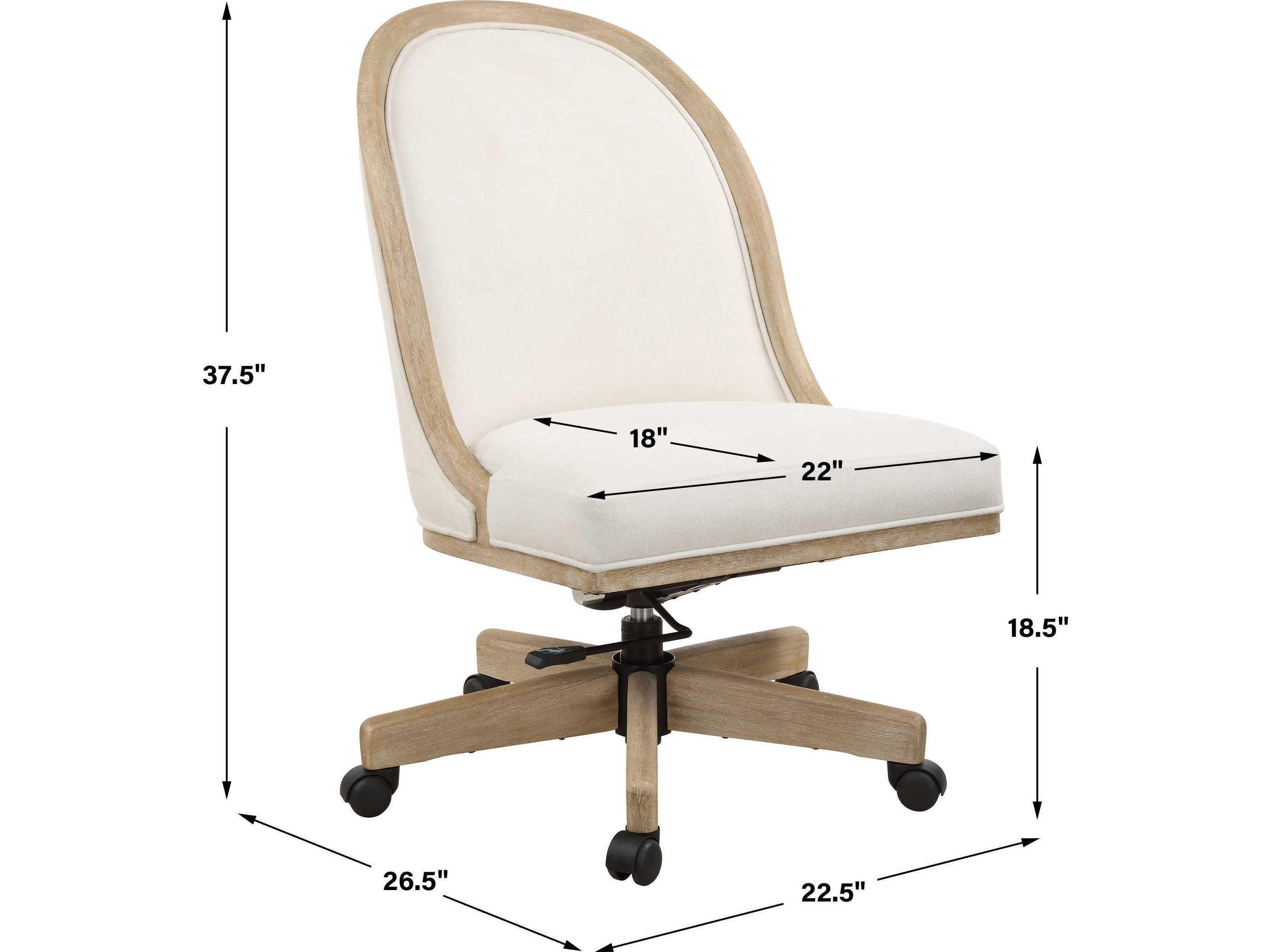 Uttermost Lithe White Upholstered Adjustable Task Office Chair