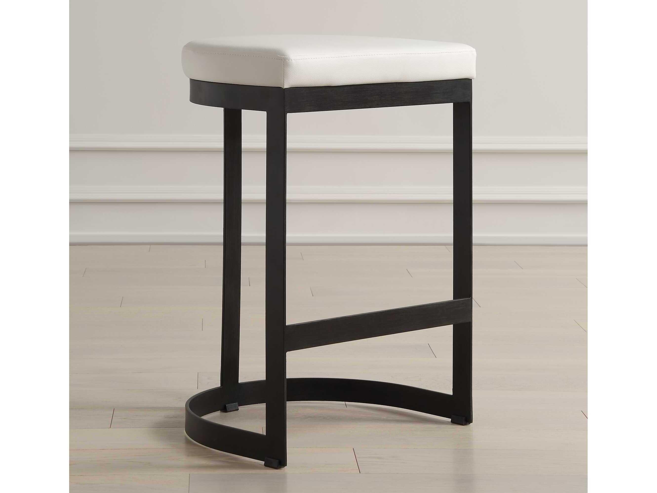 Uttermost Ivanna White Matte Black Faux Leather Counter Stool