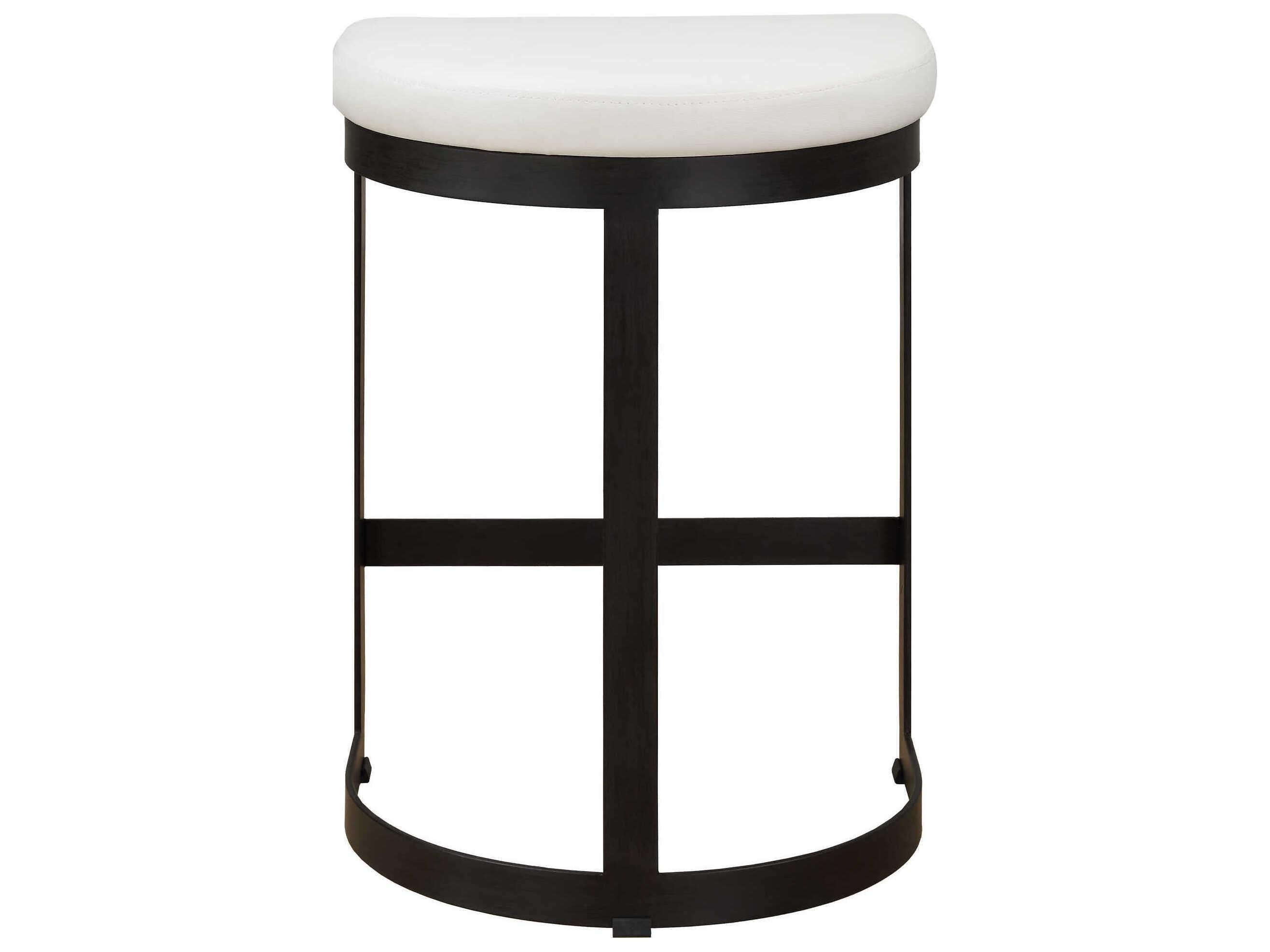 Uttermost Ivanna White Matte Black Faux Leather Counter Stool
