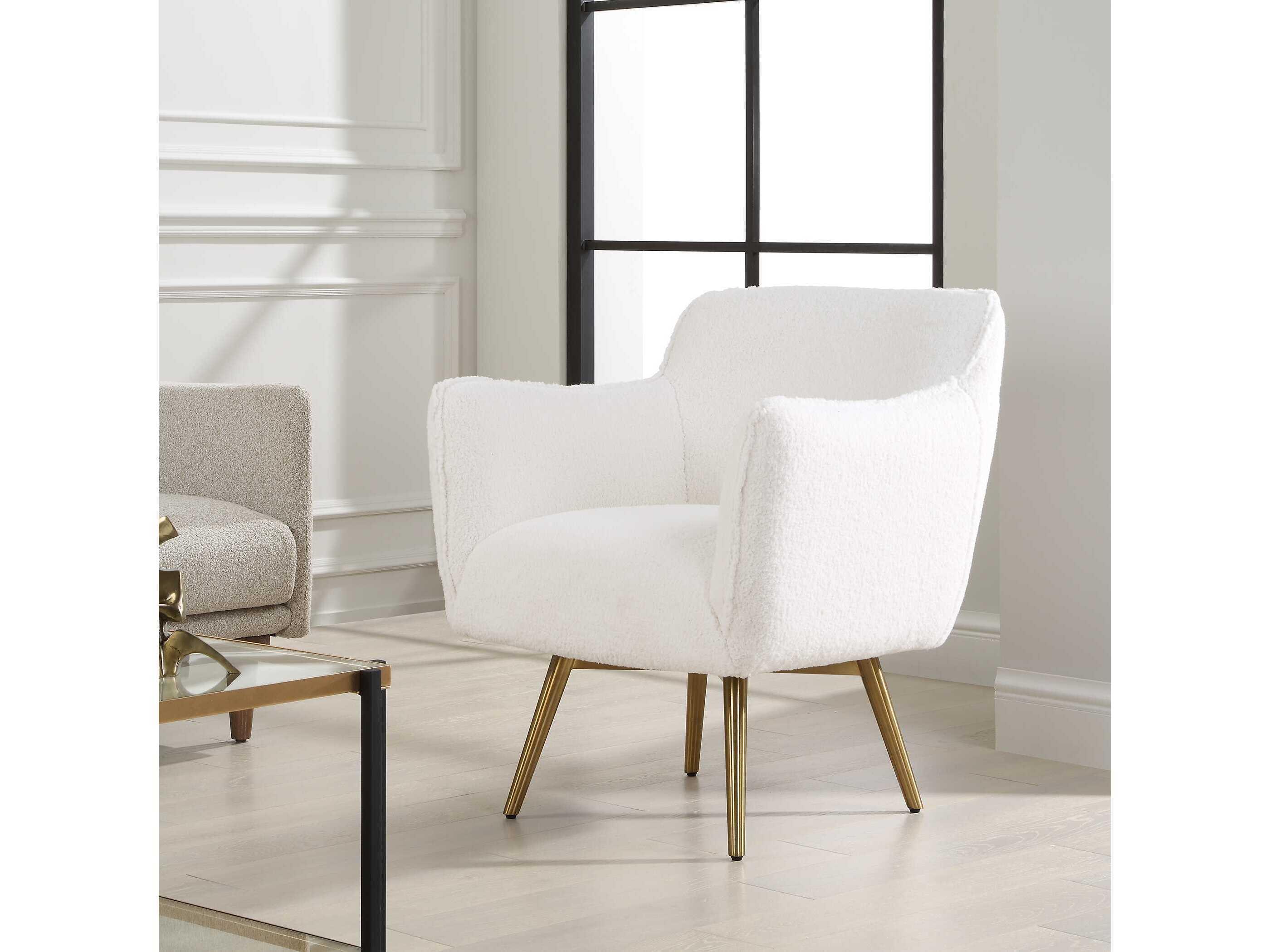 Uttermost Oasis White Fabric Accent Chair