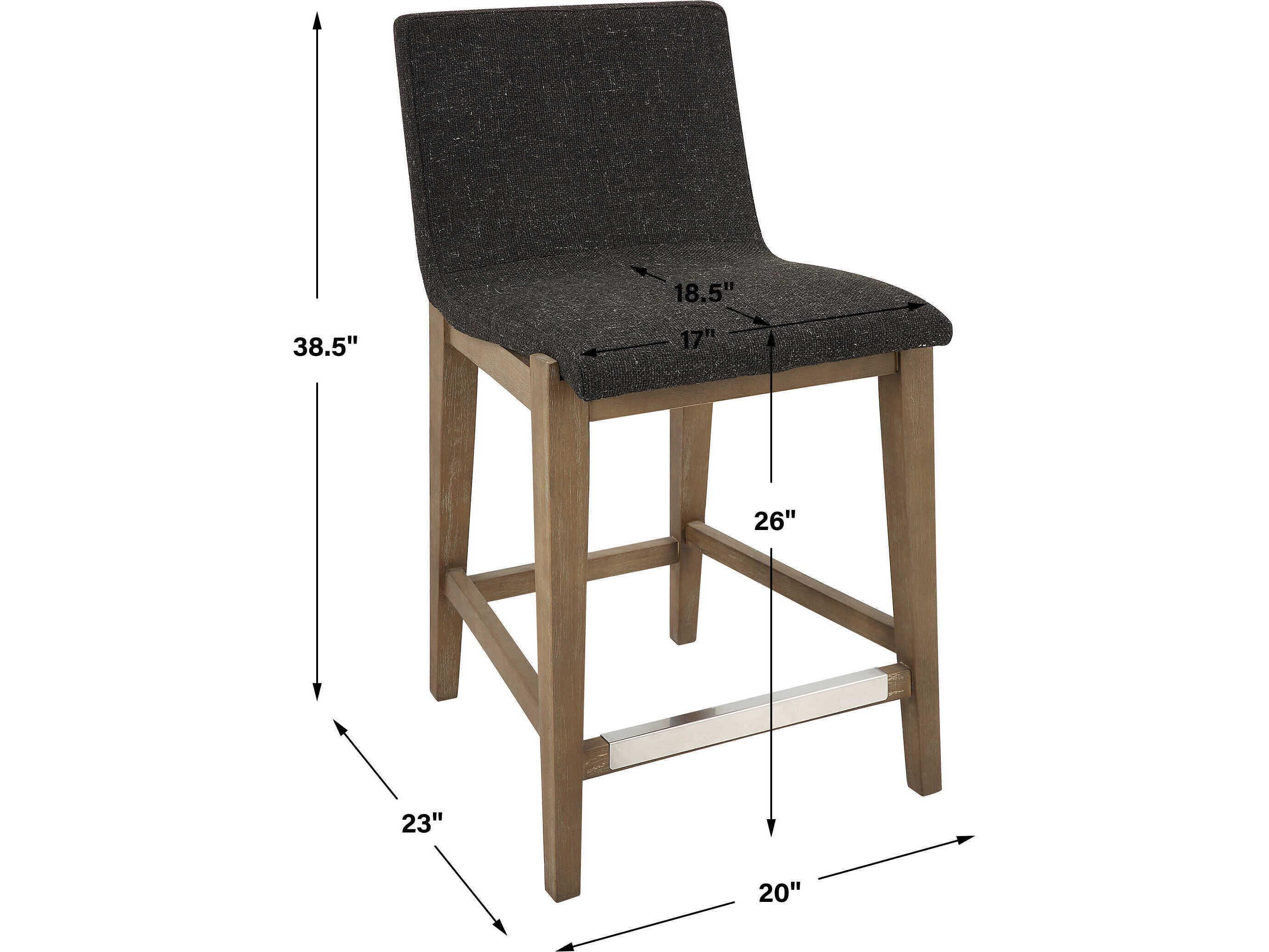 Uttermost Klemens Upholstered Ply Wood Light Walnut Brushed Nickel Counter Stool