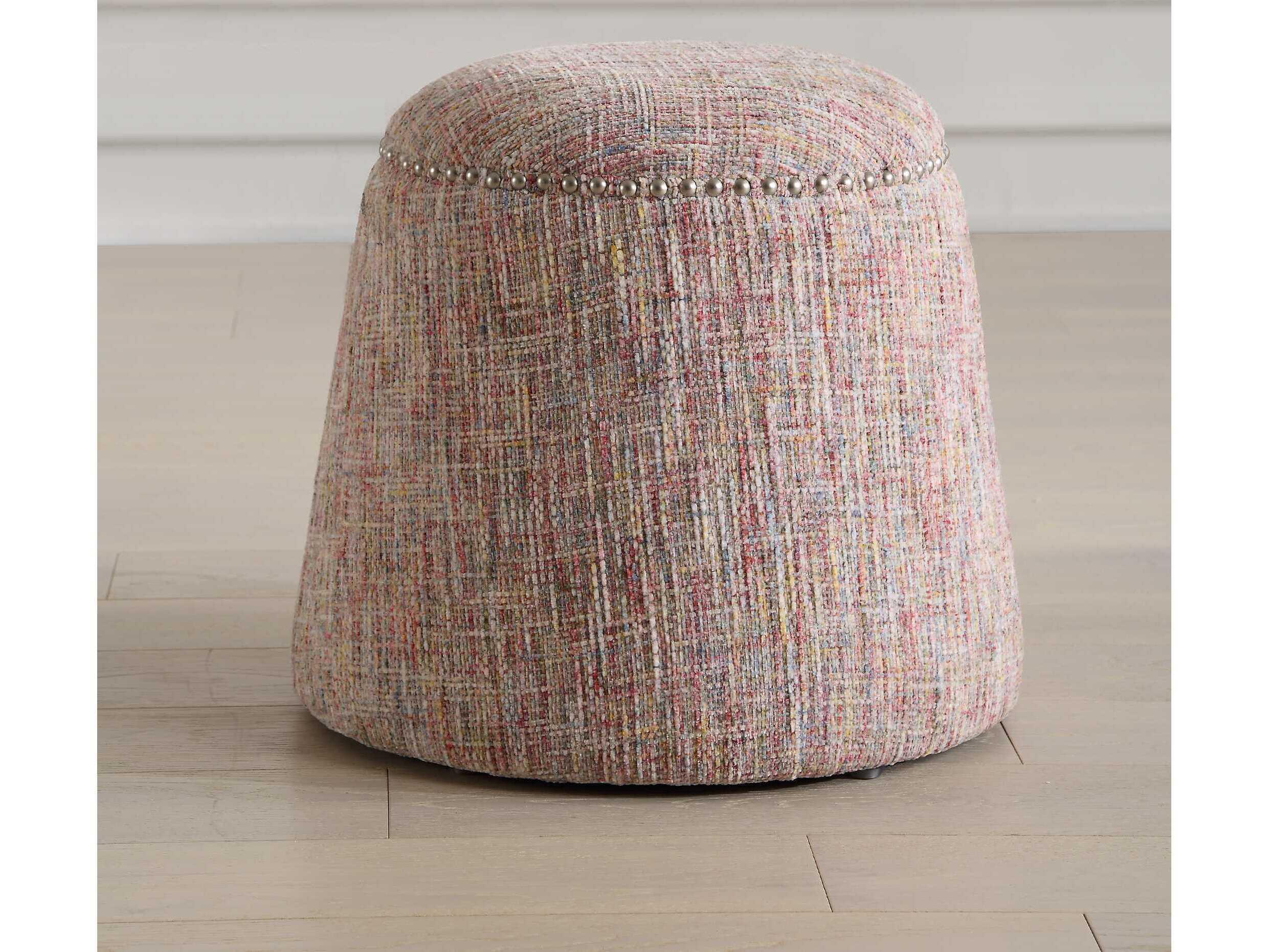 Uttermost Gumdrop Confetti Pink Upholstered Ottoman
