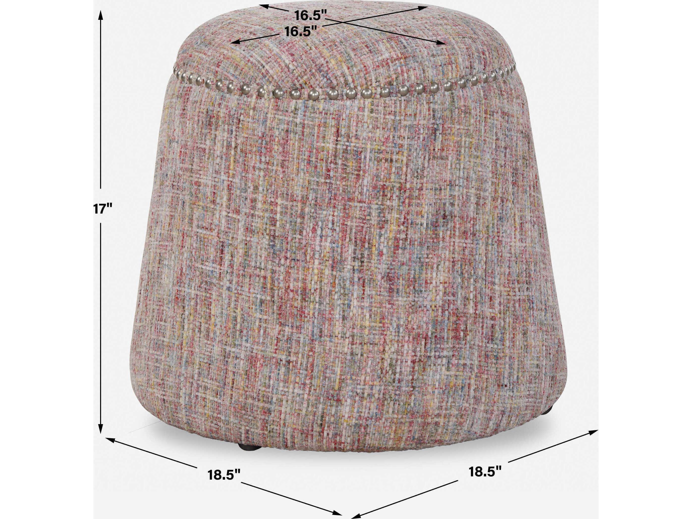 Uttermost Gumdrop Confetti Pink Upholstered Ottoman