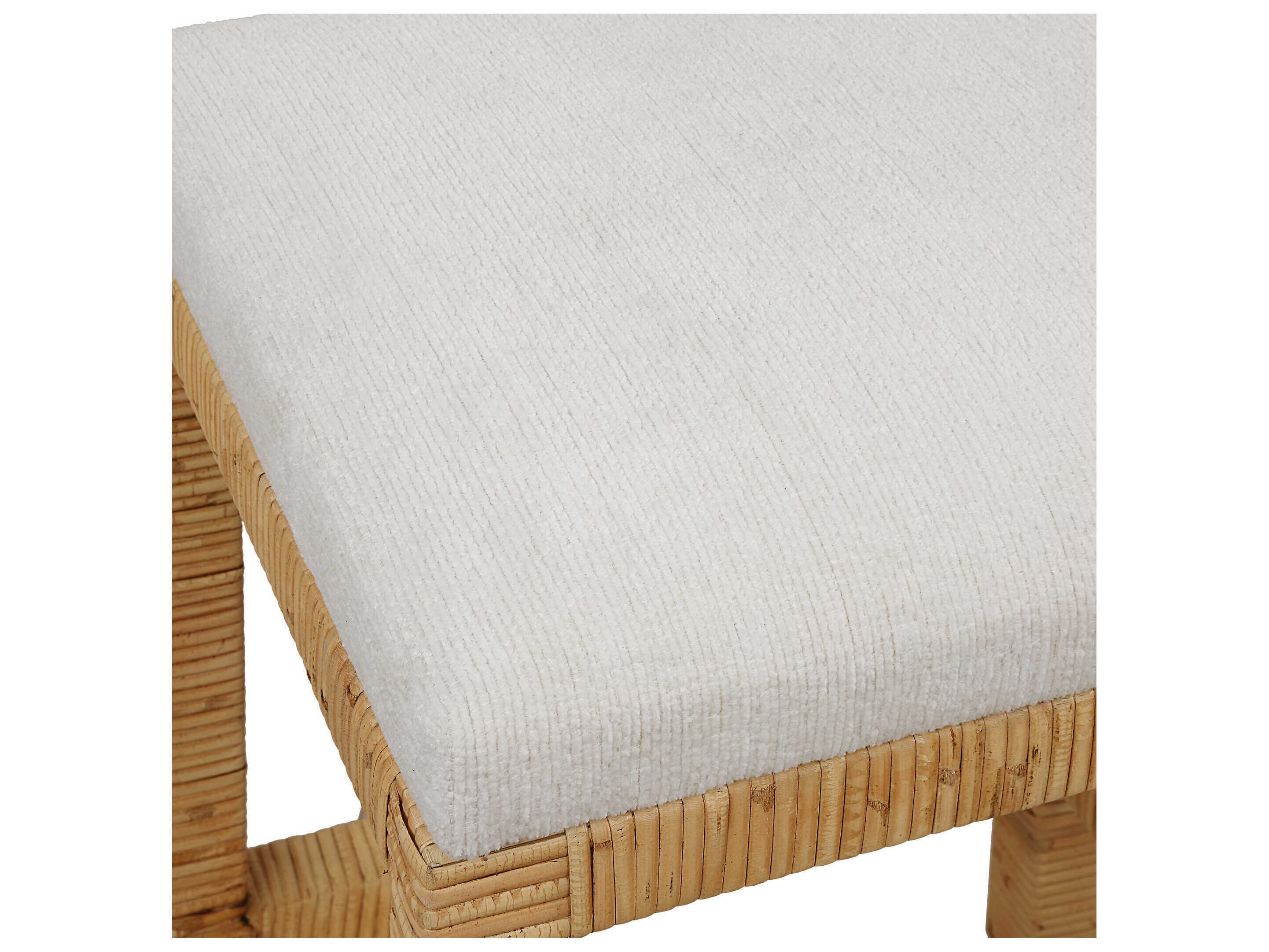 Uttermost Muriel Off White Natural Upholstered Rattan Counter Stool