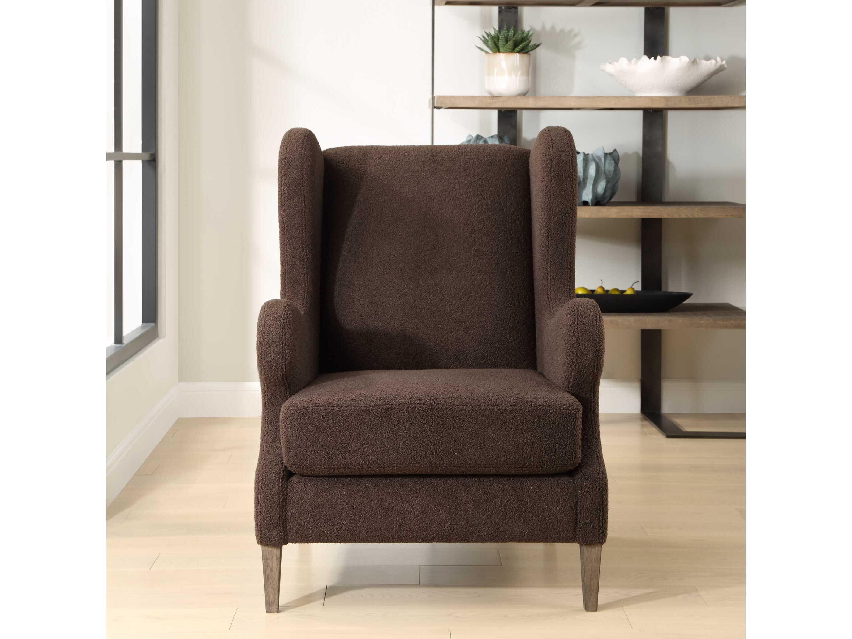 Uttermost Serpentine Brown Fabric Accent Chair
