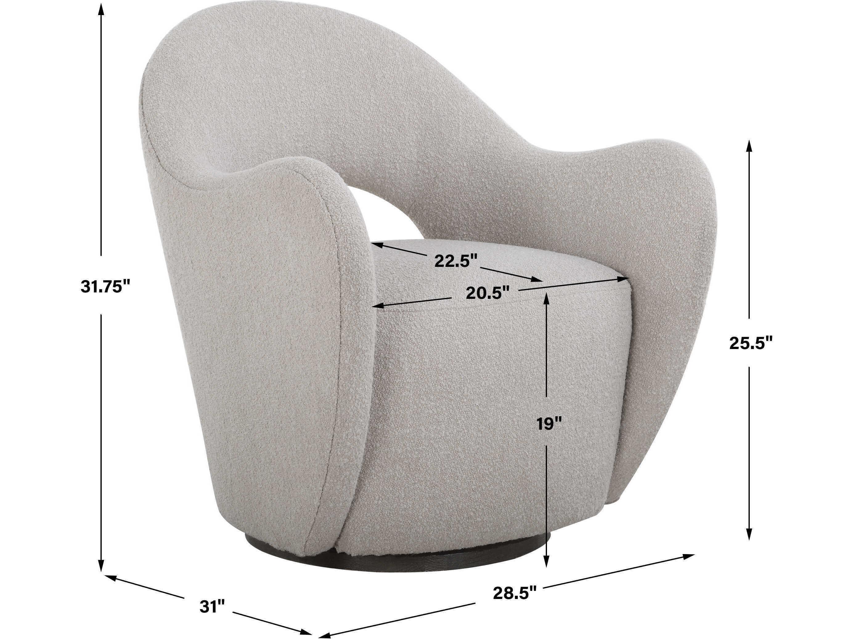 Uttermost Wander Swivel Gray Fabric Accent Chair