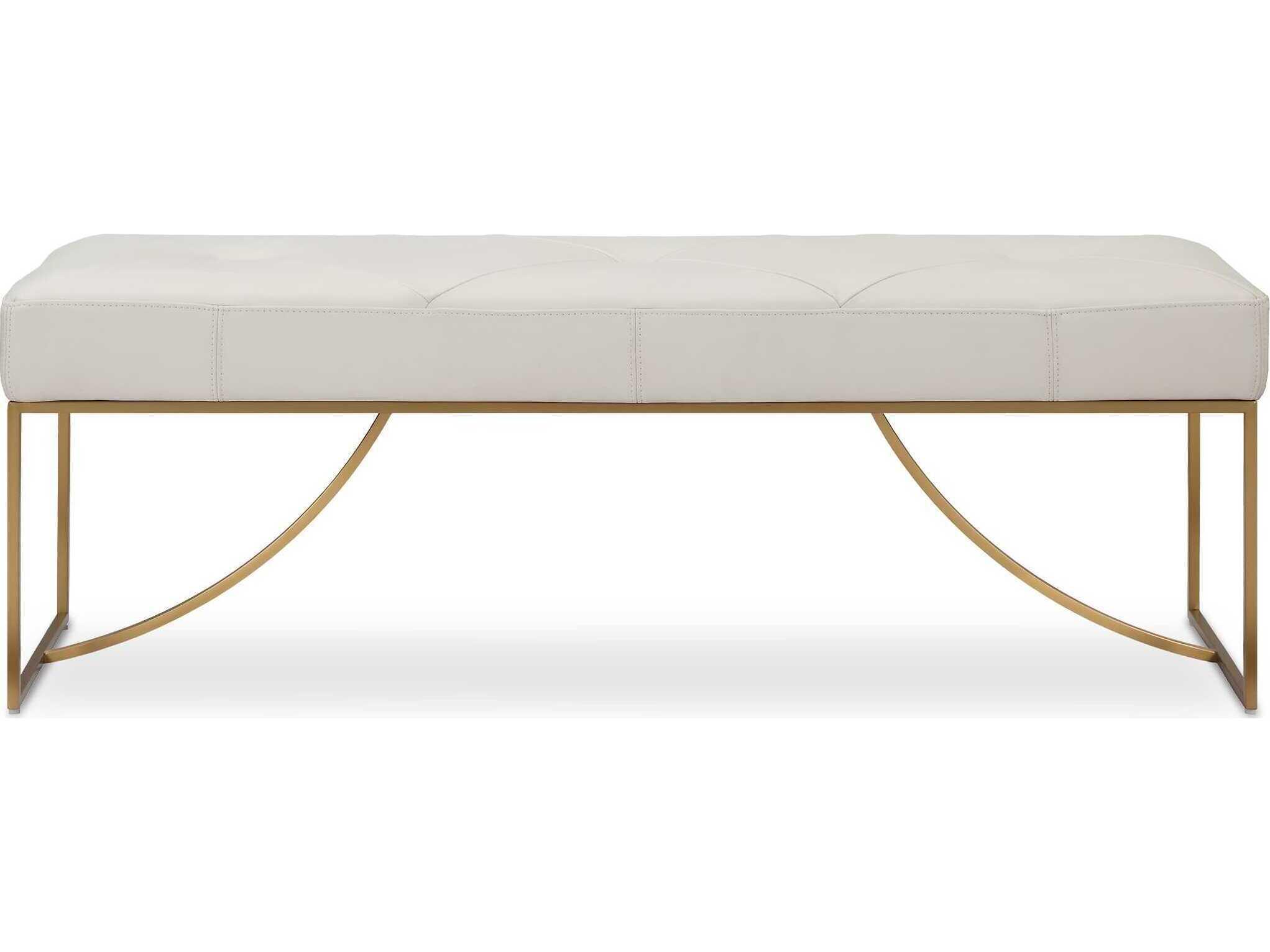 Uttermost Swale Ivory White Faux Leather Accent Bench