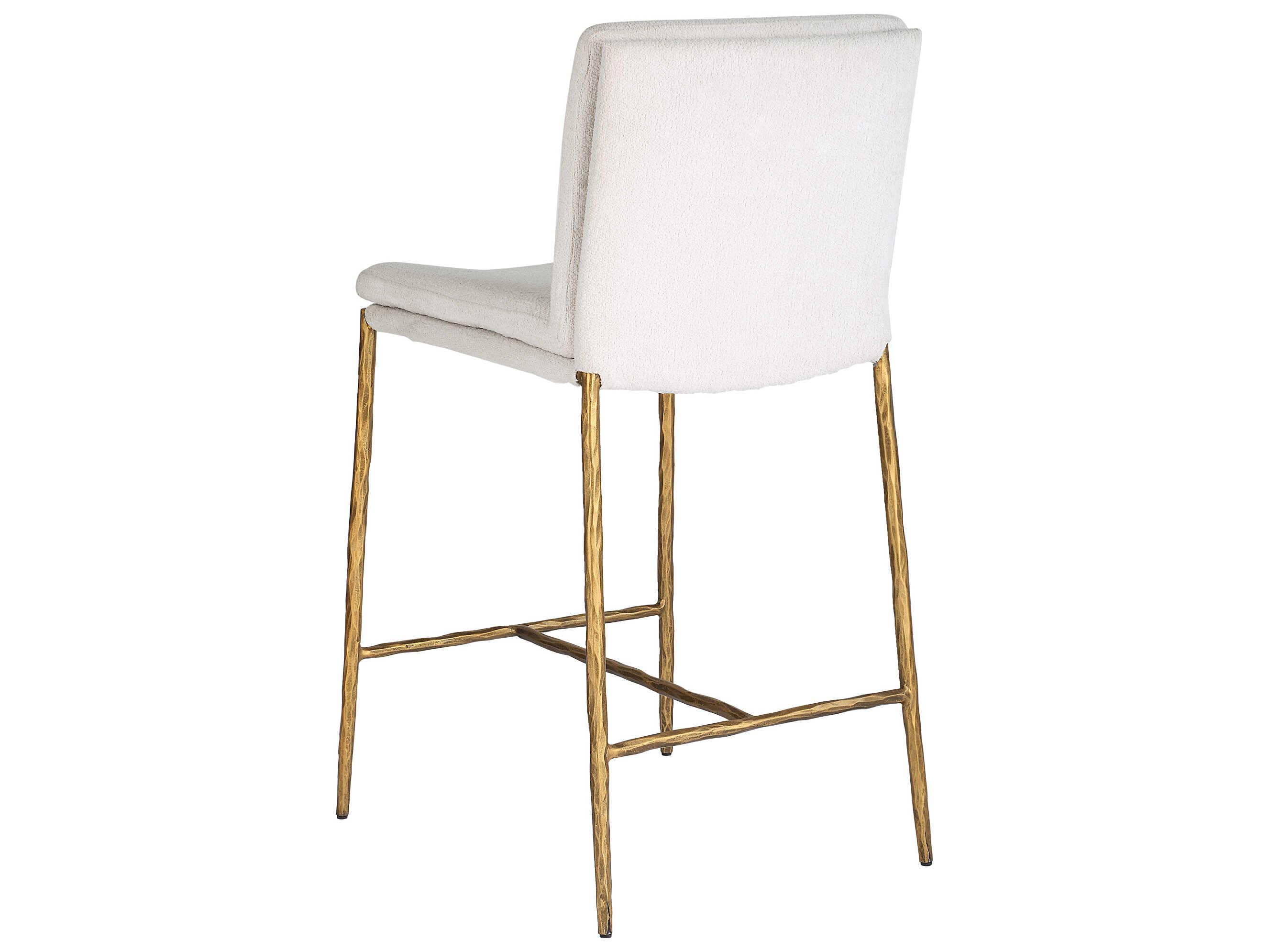 Uttermost Ascend White Aged Gold Upholstered Plywood Counter Stool
