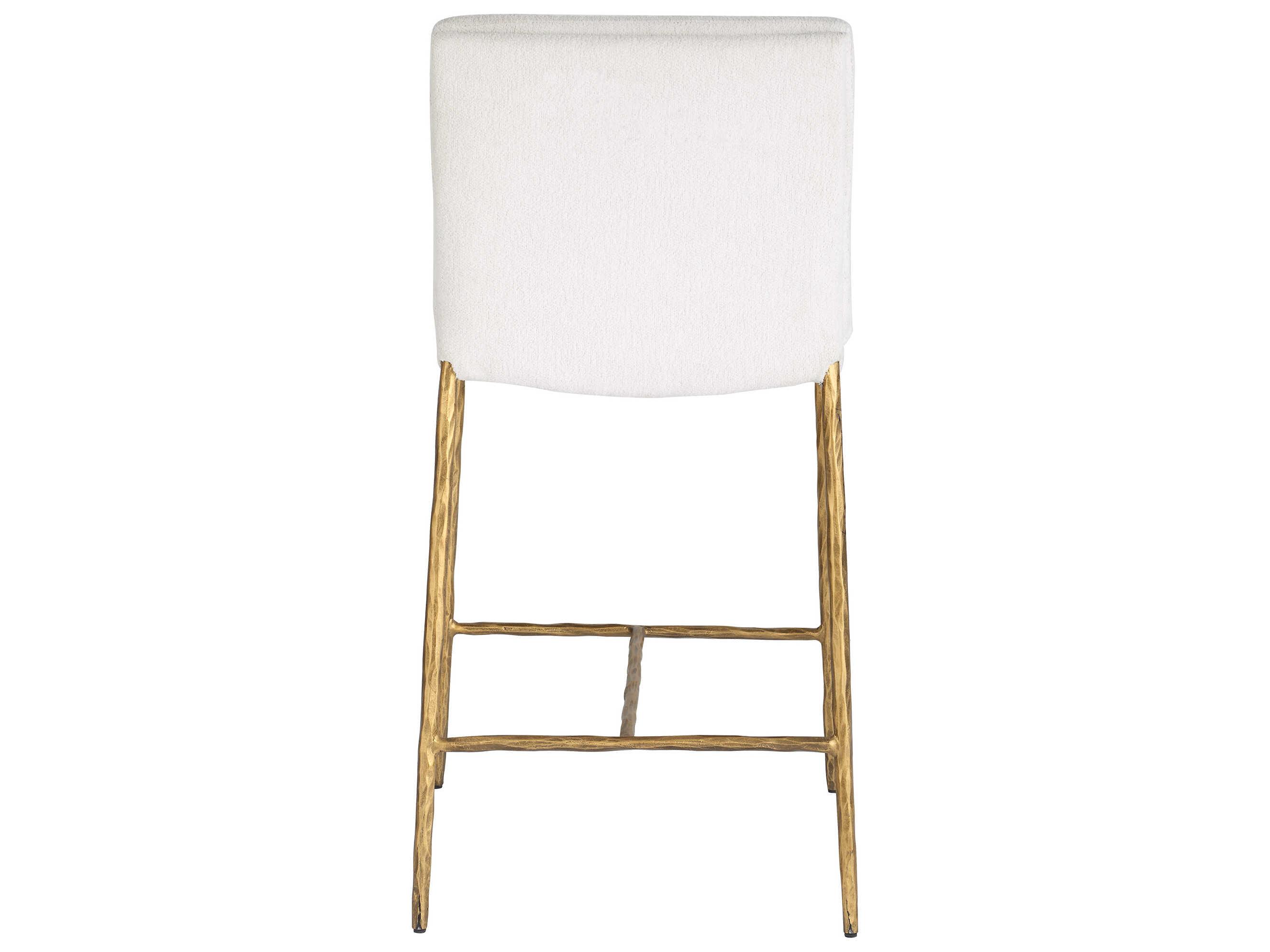 Uttermost Ascend White Aged Gold Upholstered Plywood Counter Stool