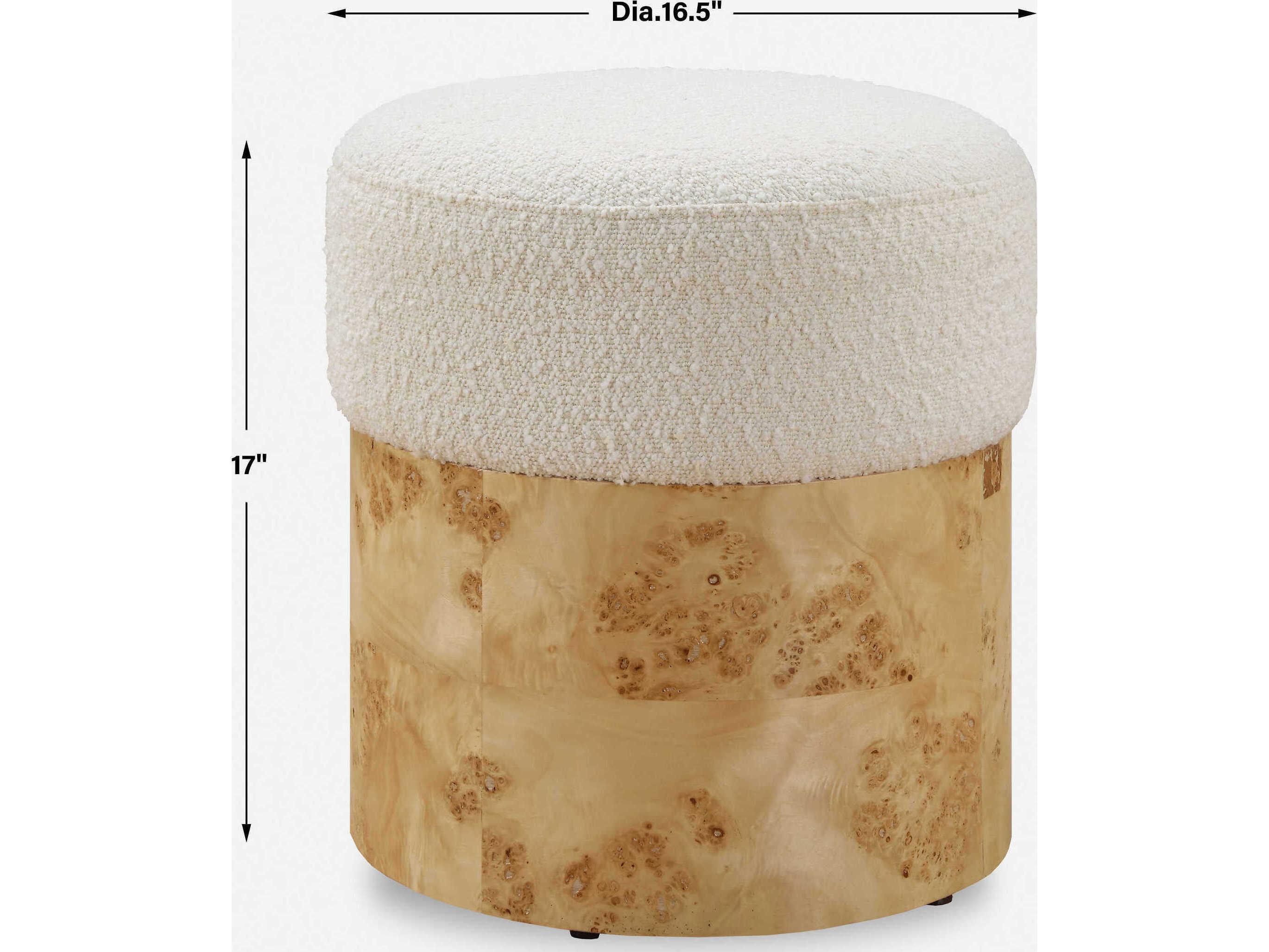 Uttermost Swirls Ivory Maple Beige Upholstered Ottoman
