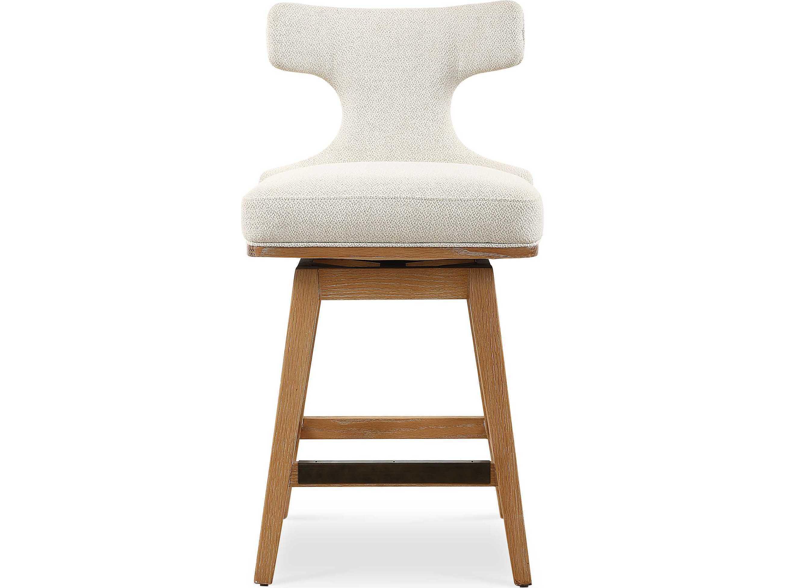 Uttermost Klismos Upholstered Swivel Oak Wood Counter Stool