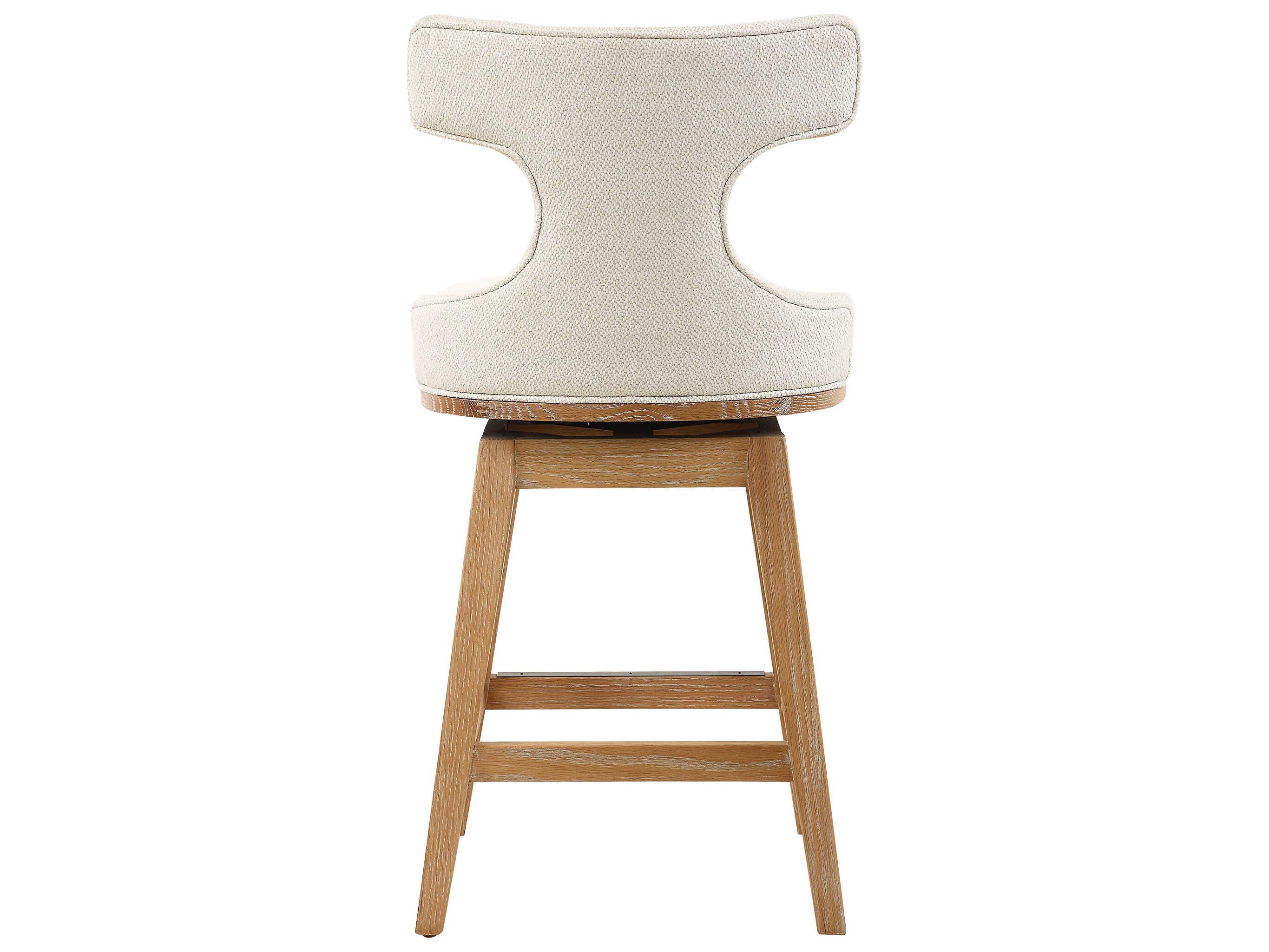 Uttermost Klismos Upholstered Swivel Oak Wood Counter Stool