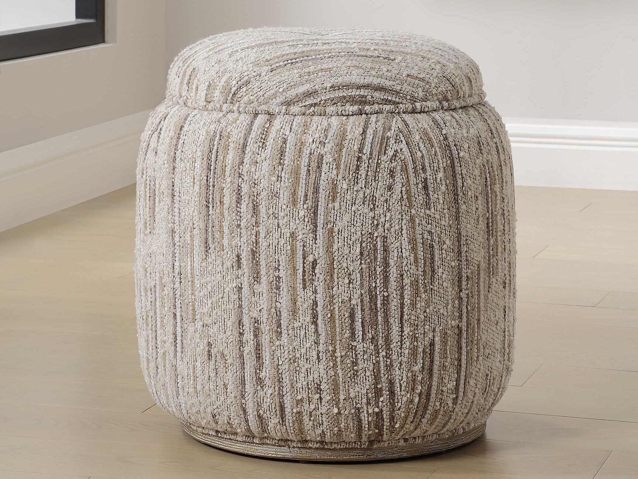 Uttermost Dialogue Ivory Tan Upholstered Ottoman