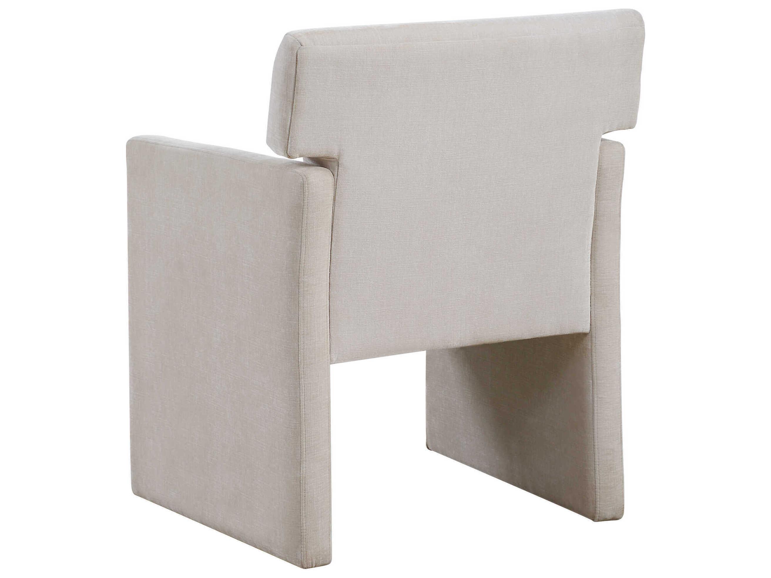 Uttermost Colette Plywood Beige Velvet Upholstered Arm Dining Chair