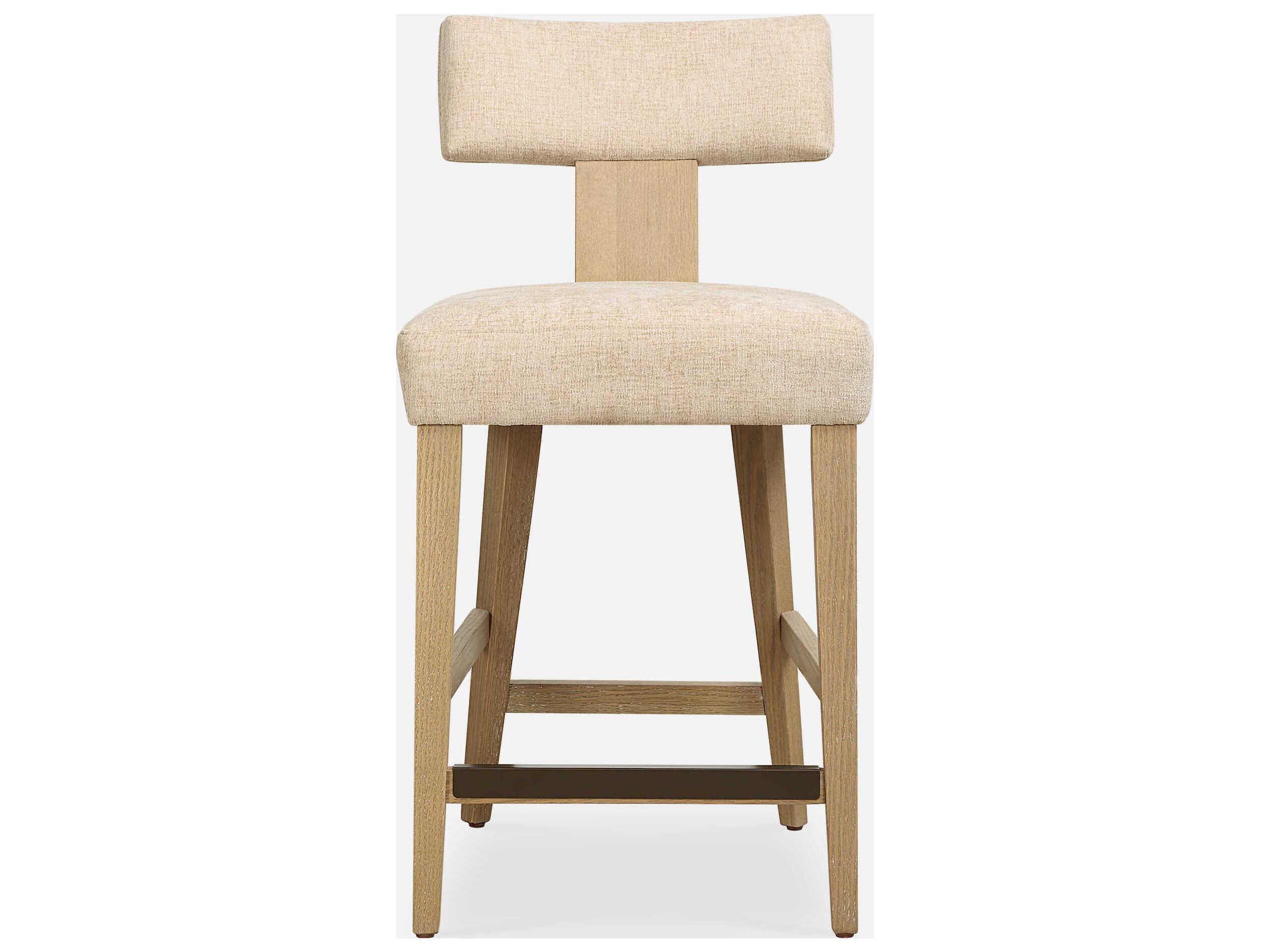 Uttermost Elysian Sand Upholstered Oak Wood Counter Stool