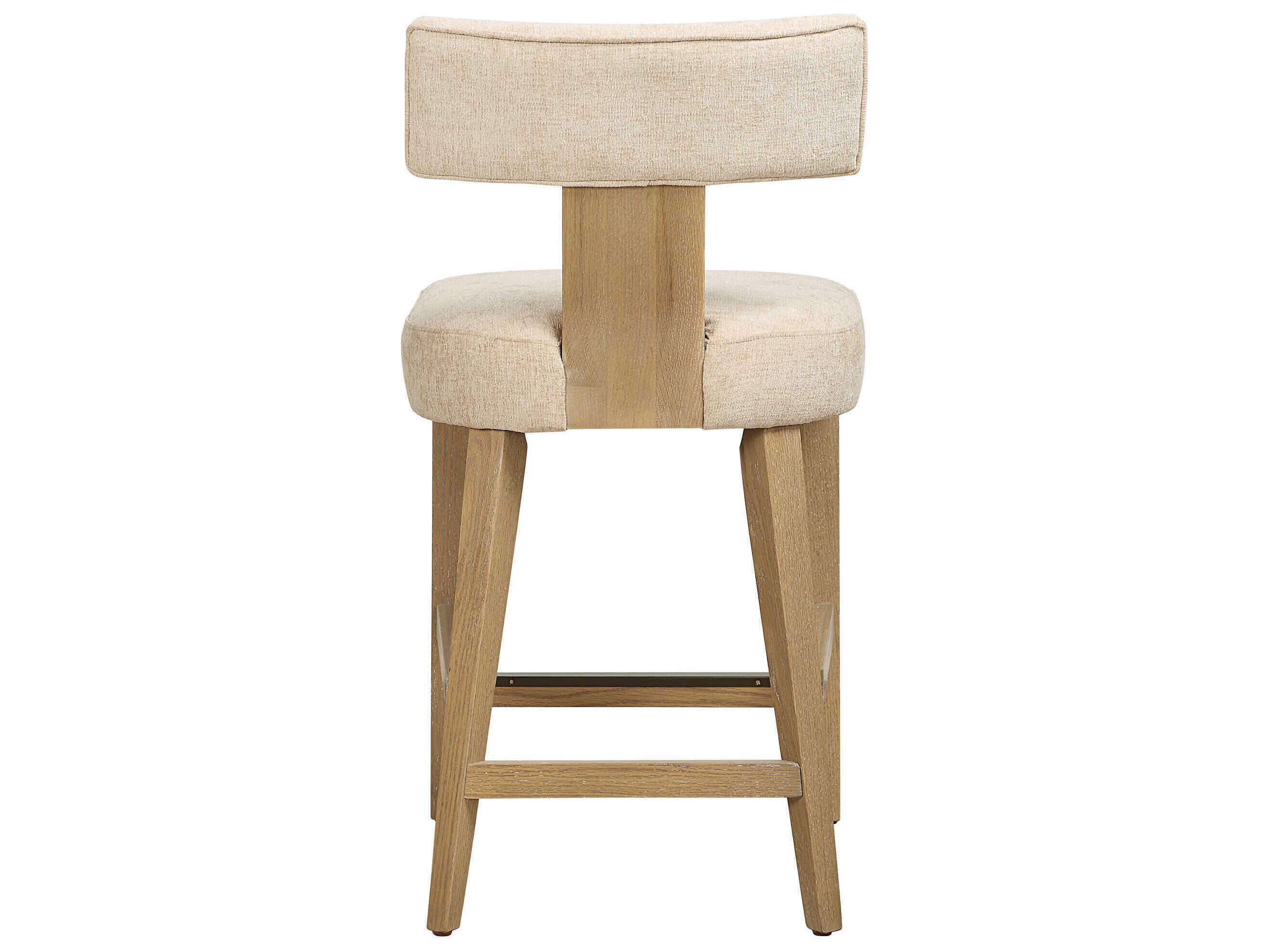 Uttermost Elysian Sand Upholstered Oak Wood Counter Stool