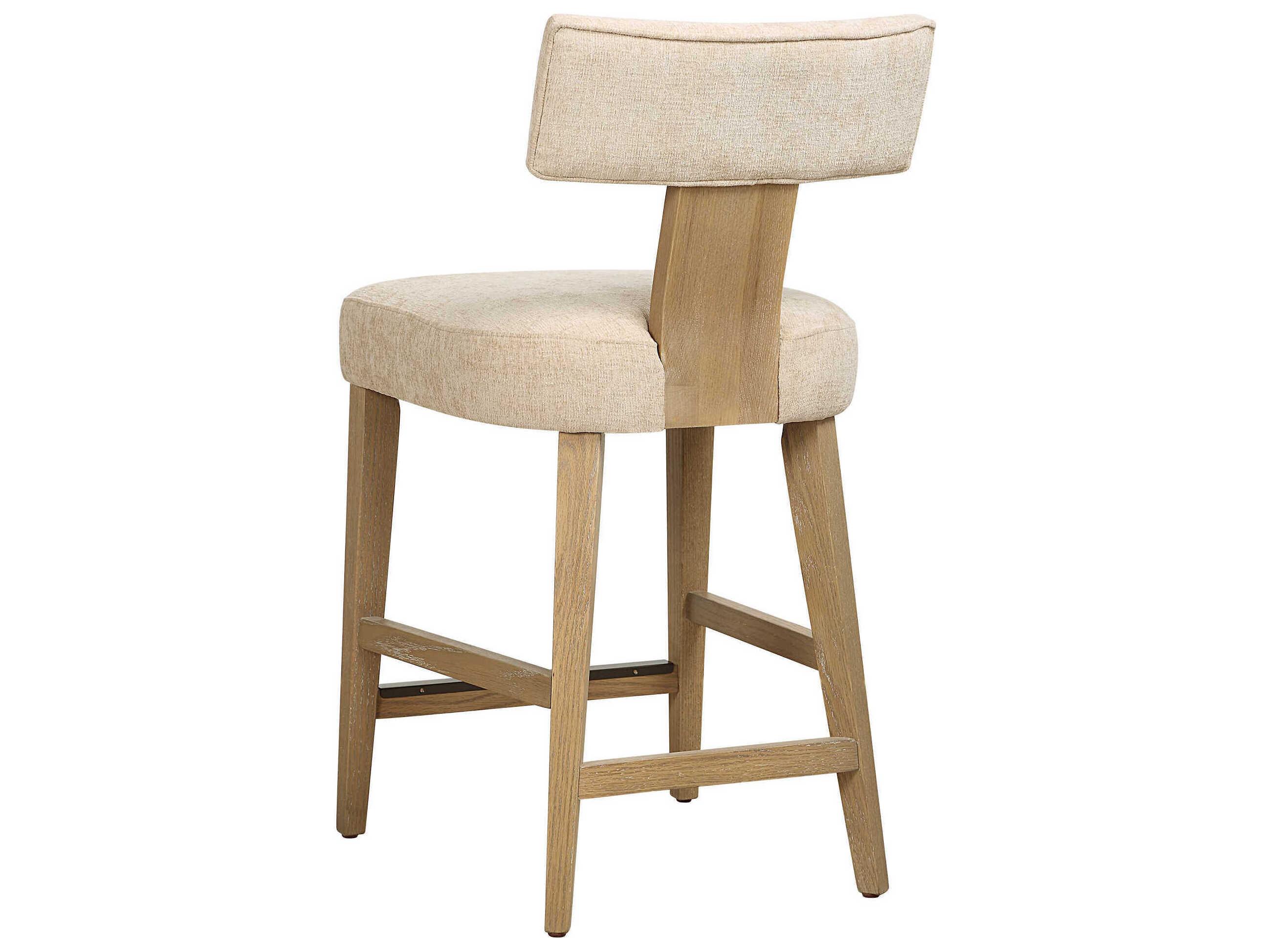 Uttermost Elysian Sand Upholstered Oak Wood Counter Stool