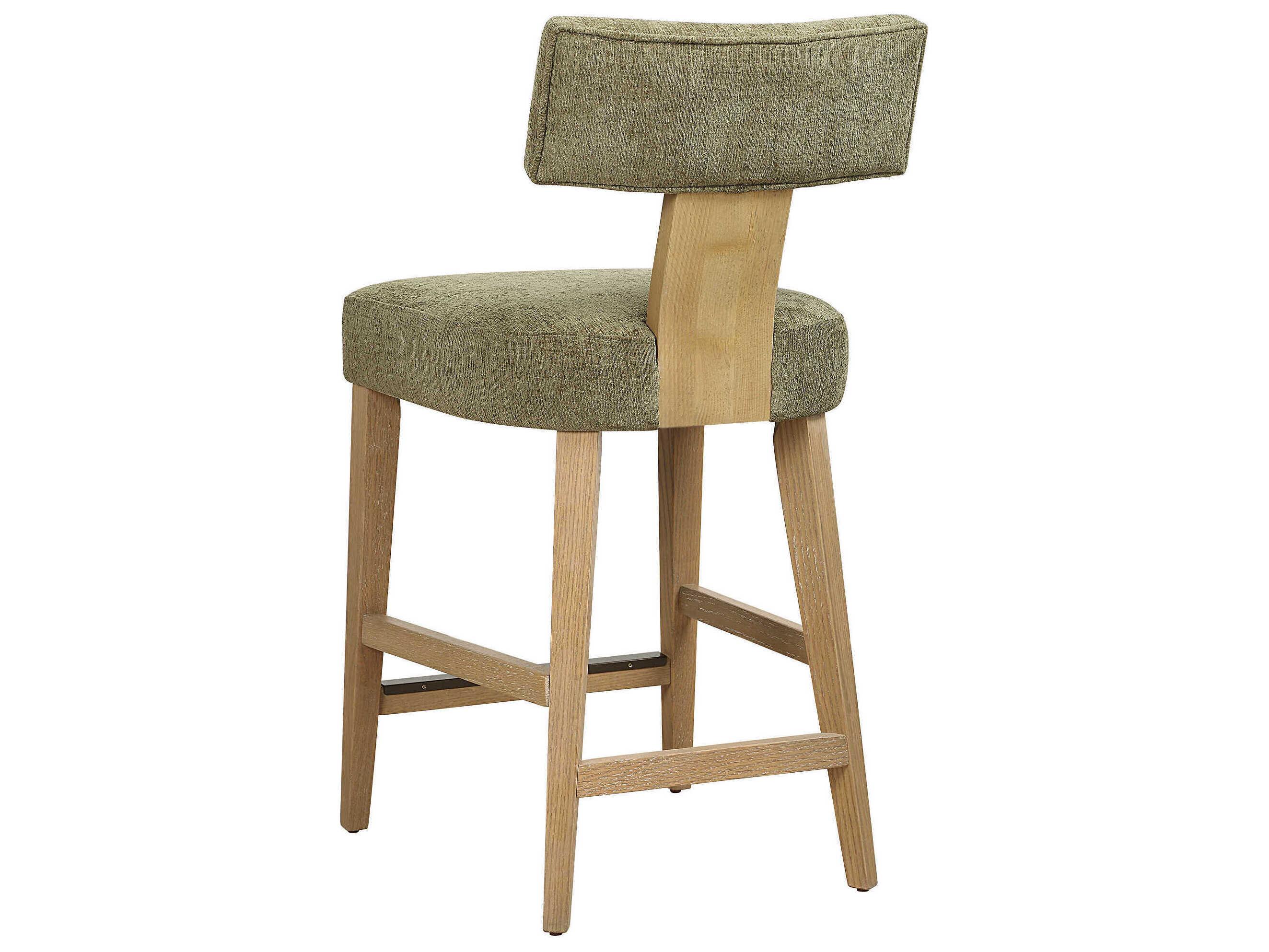 Uttermost Elysian Moss Upholstered Oak Wood Counter Stool
