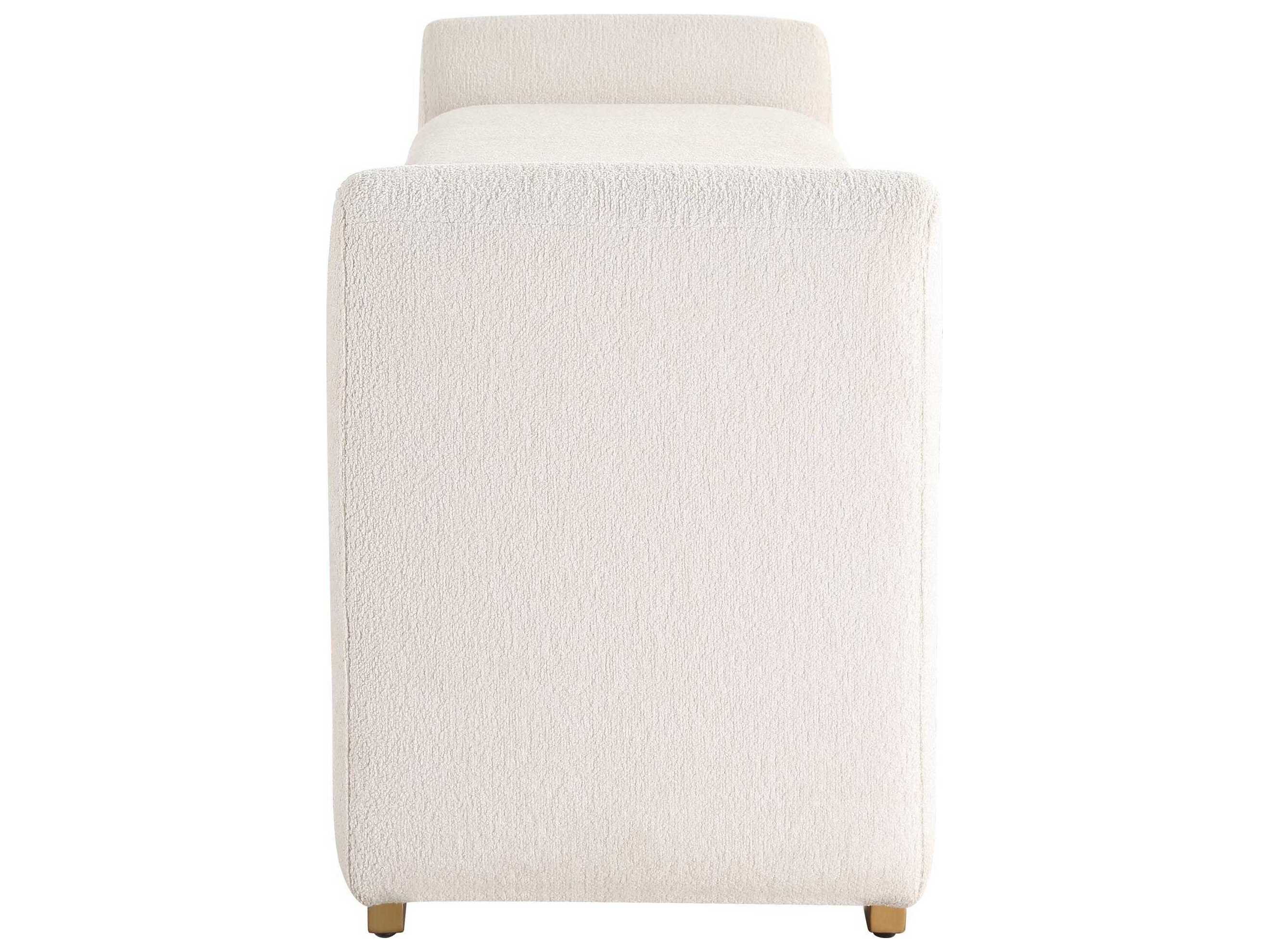 Uttermost Caliste Ivory Brushed Brass Beige Upholstered Accent Bench