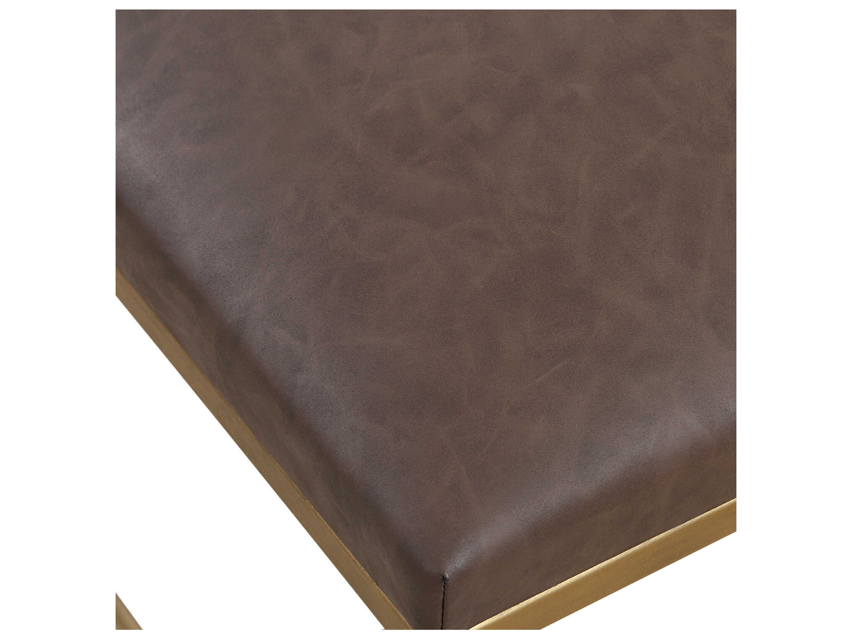 Uttermost Reform Cocoa Antique Gold Brown Faux Leather Accent Bench