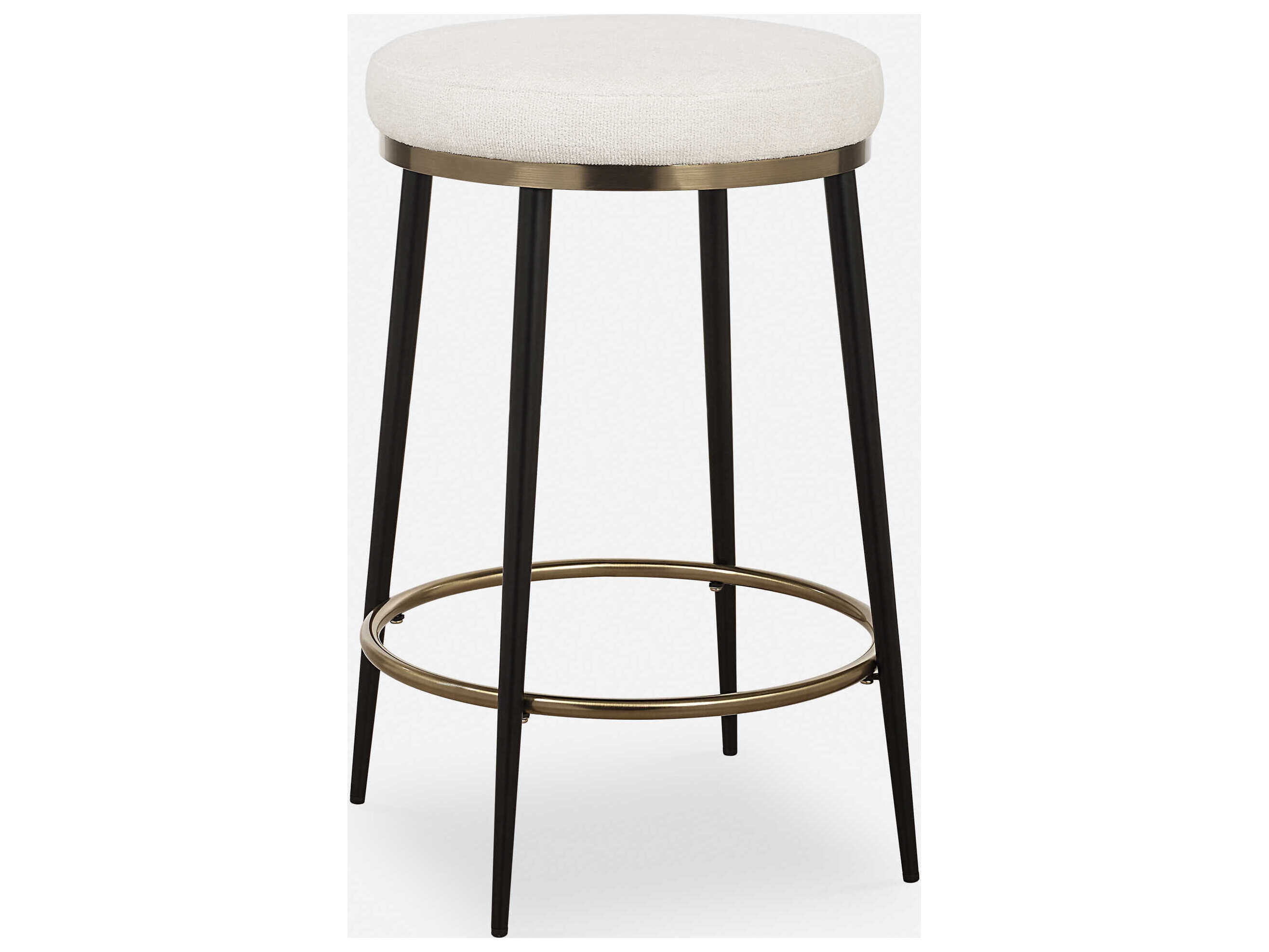 Uttermost Ensemble Cream Matte Black Upholstered Counter Stool