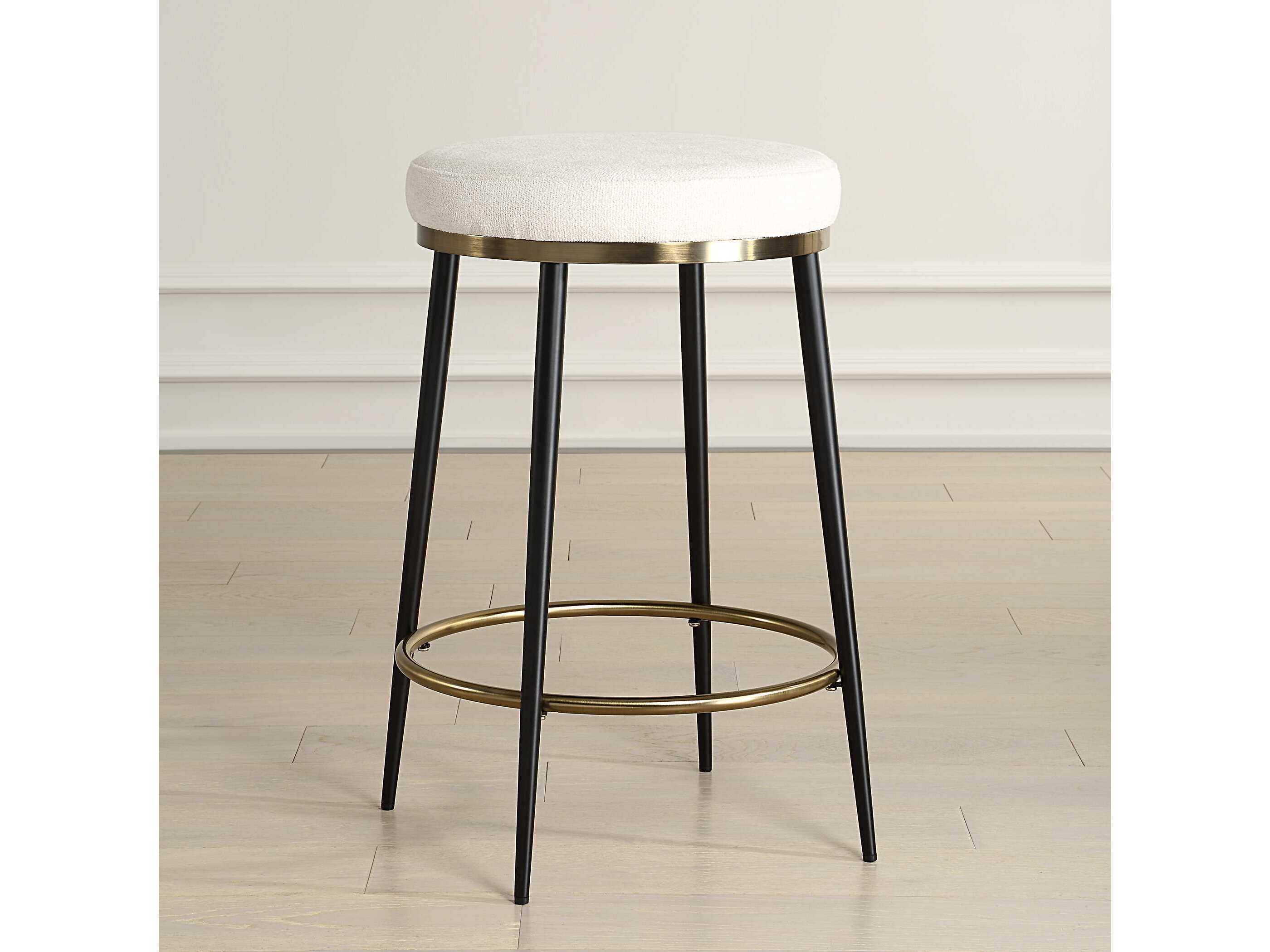 Uttermost Ensemble Cream Matte Black Upholstered Counter Stool