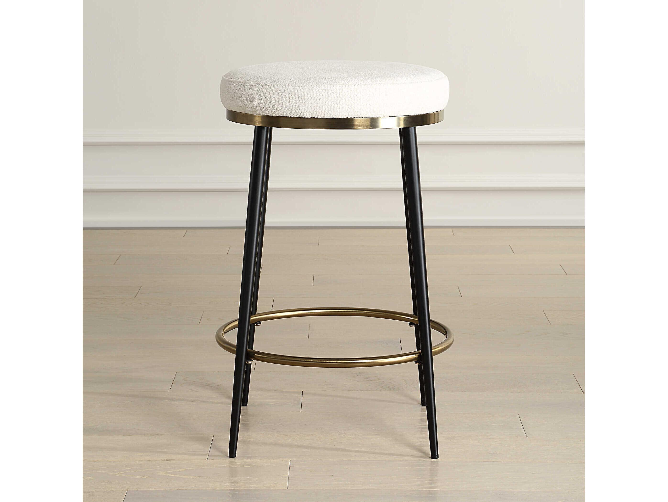 Uttermost Ensemble Cream Matte Black Upholstered Counter Stool