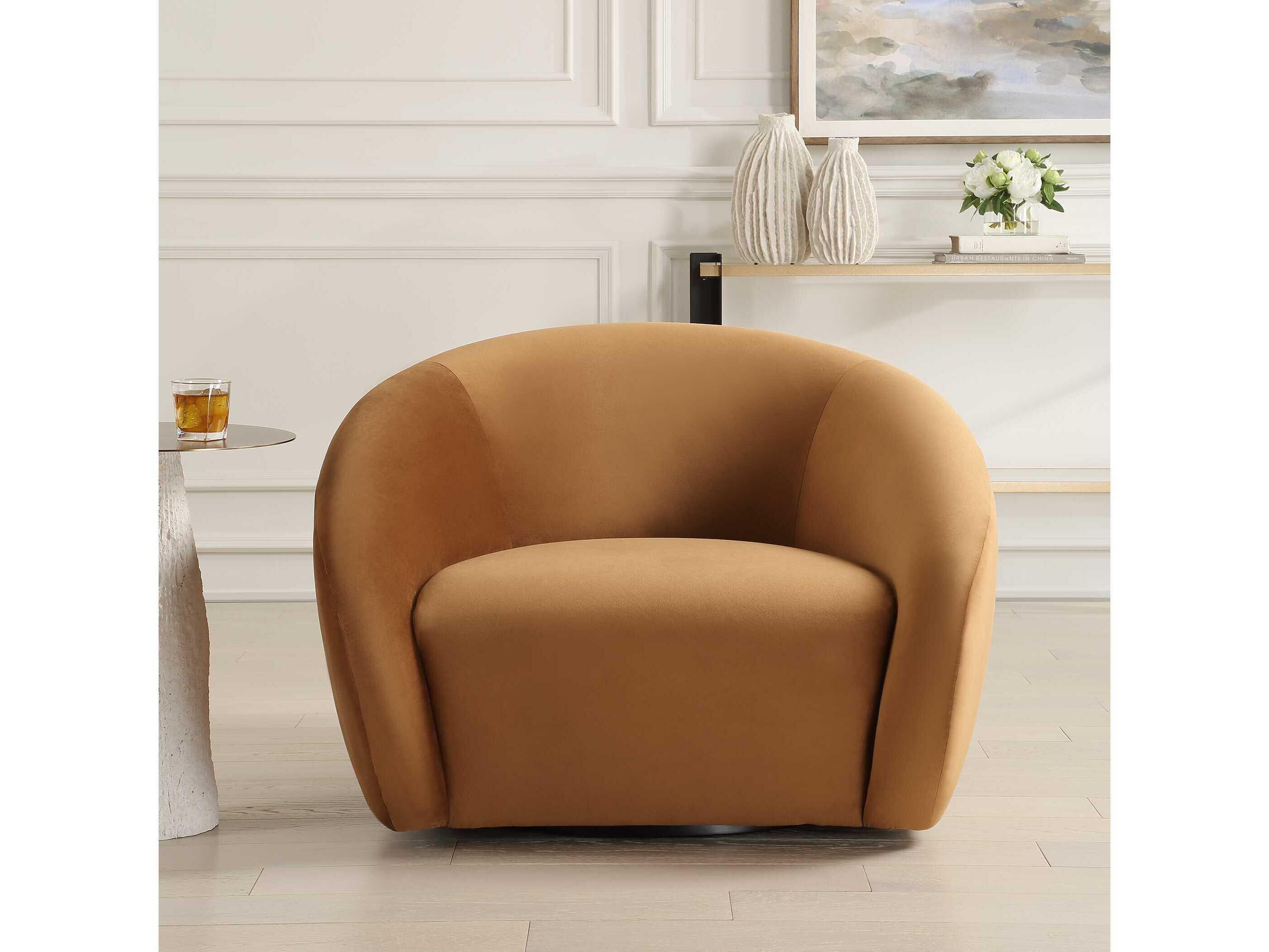 Uttermost DeSoto Swivel Brown Velvet Accent Chair