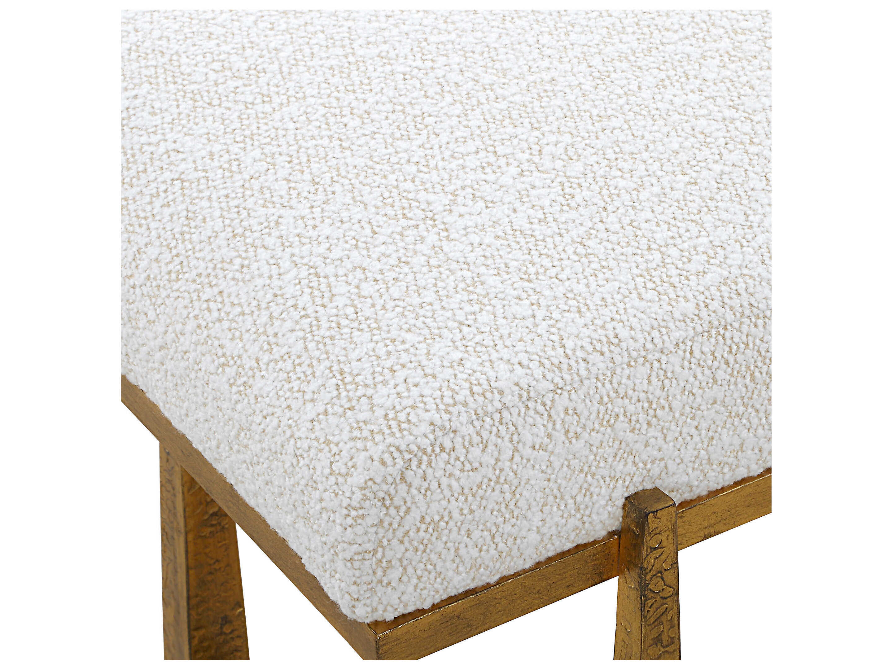 Uttermost Midas Driftwood Antique Gold Beige Upholstered Accent Bench