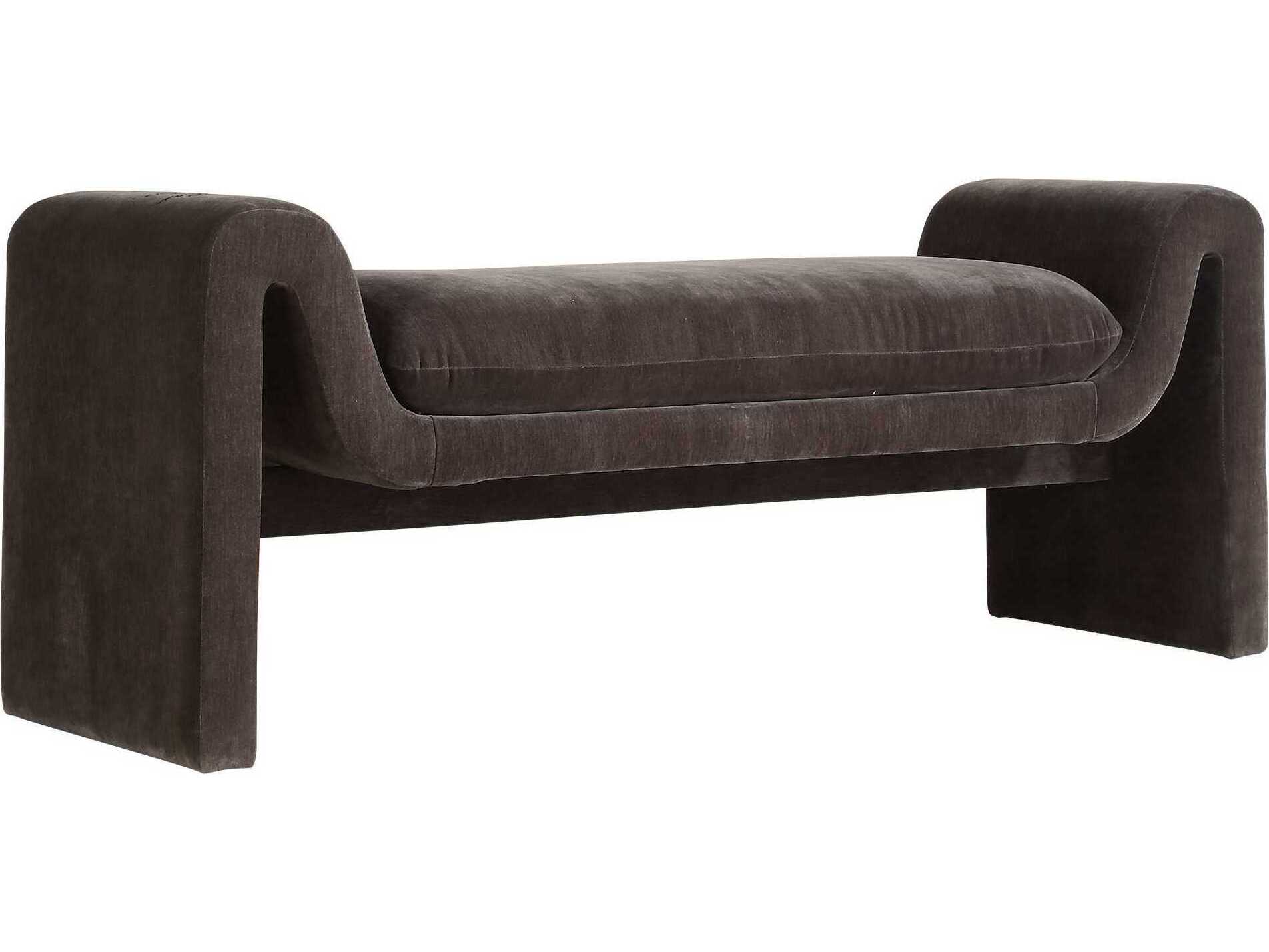 Uttermost Manson Gray Velvet Upholstered Accent Bench
