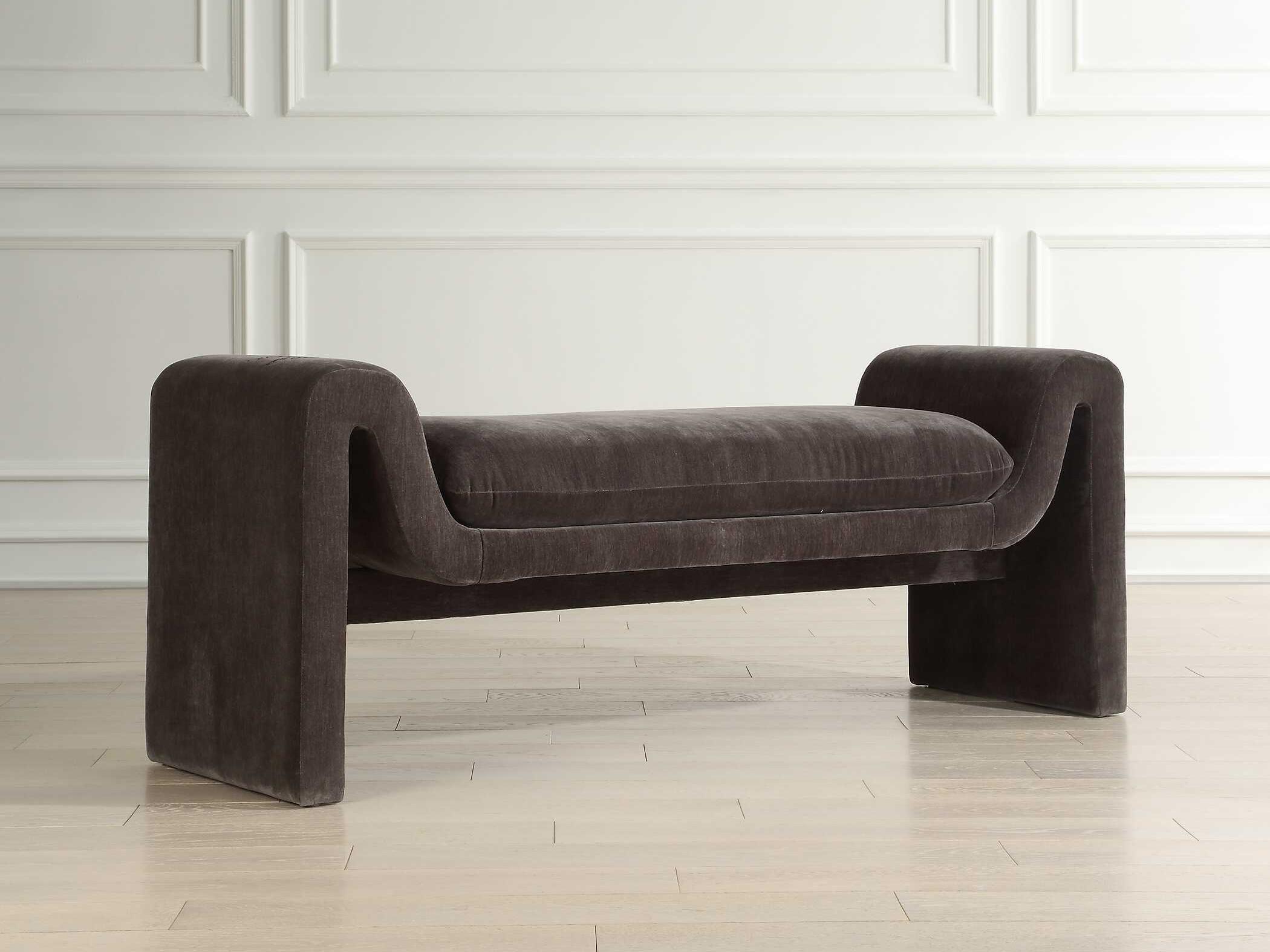 Uttermost Manson Gray Velvet Upholstered Accent Bench