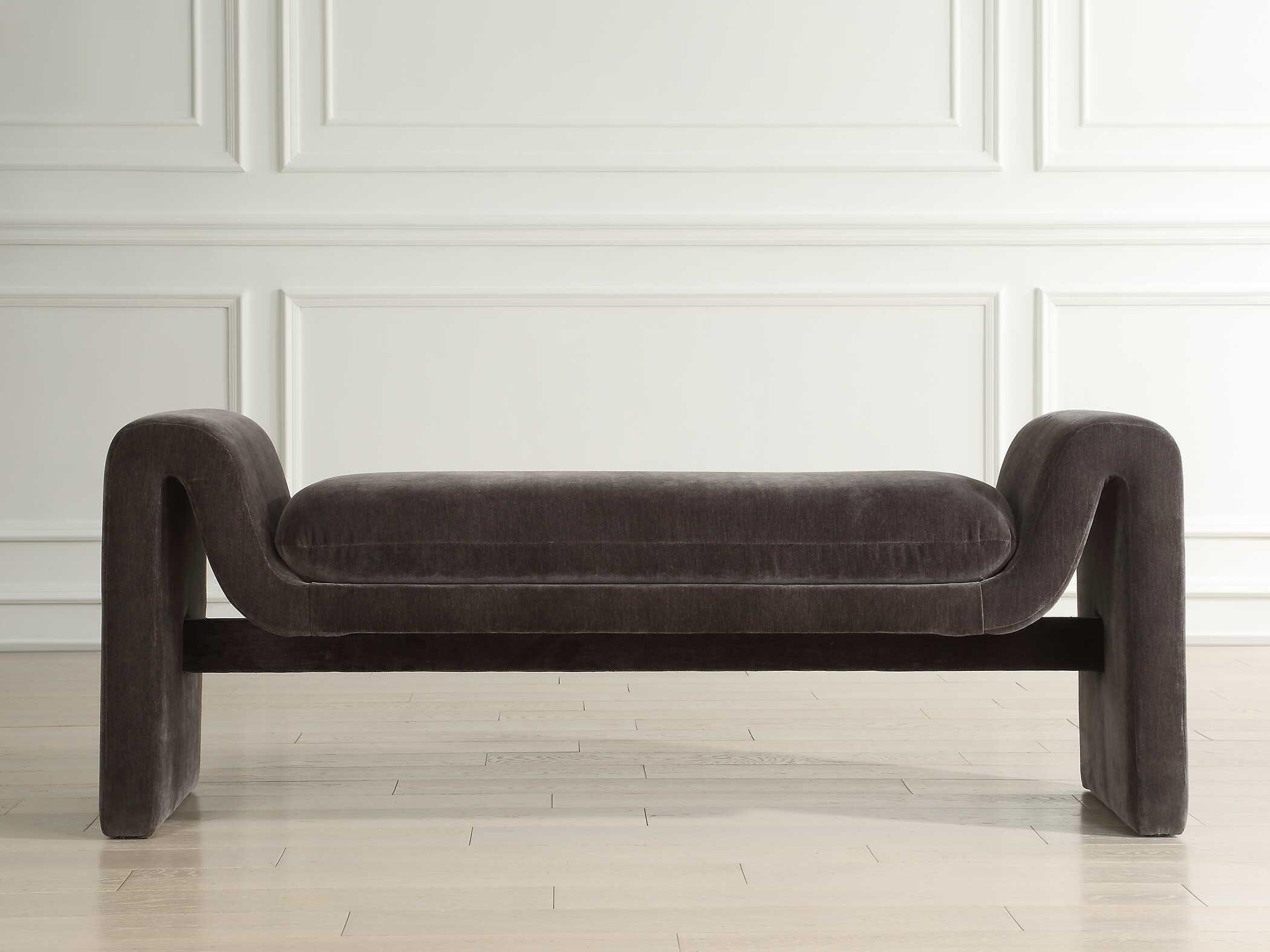 Uttermost Manson Gray Velvet Upholstered Accent Bench