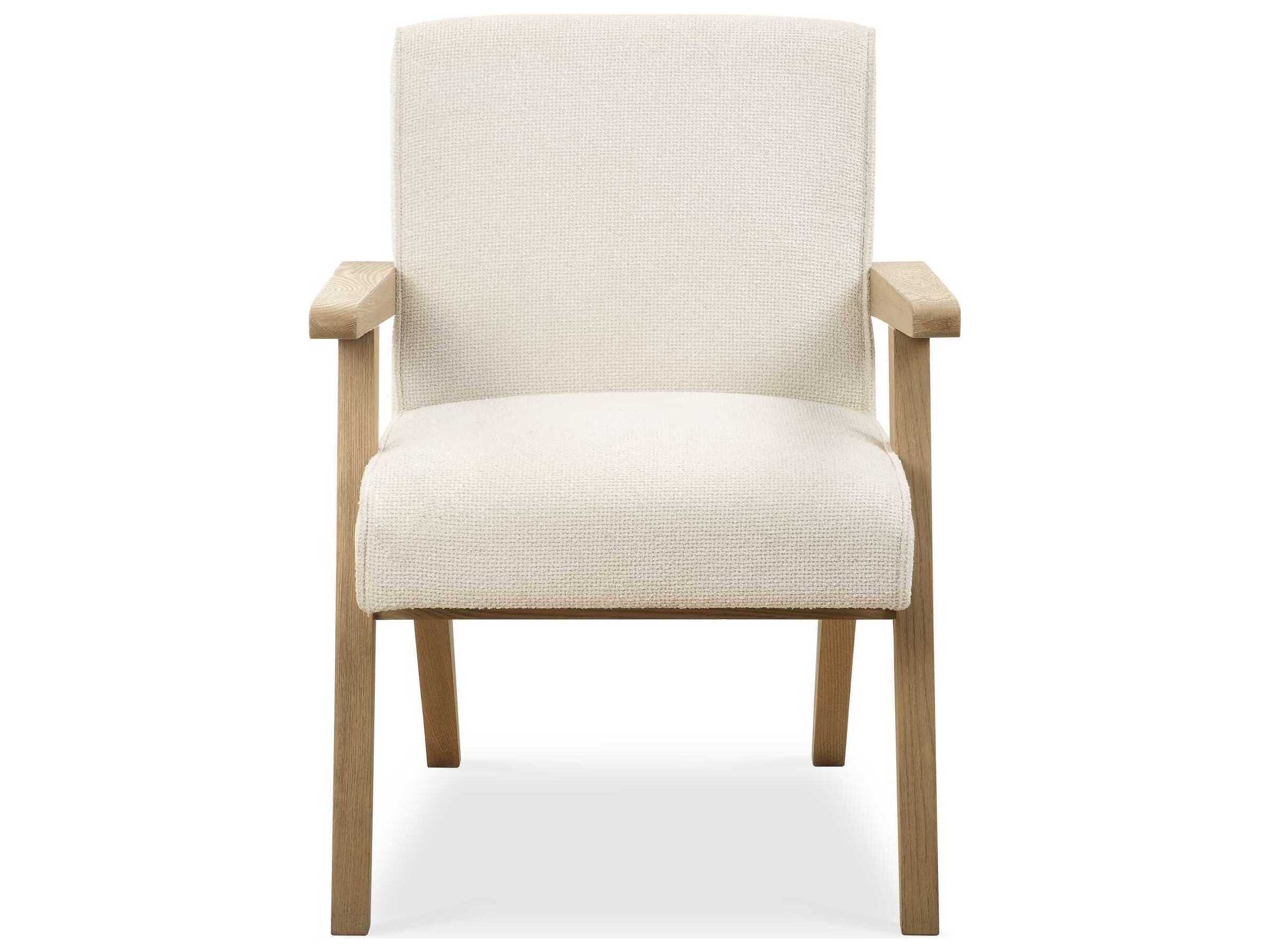 Uttermost Blakely Oak Wood White Upholstered Arm Dining Chair