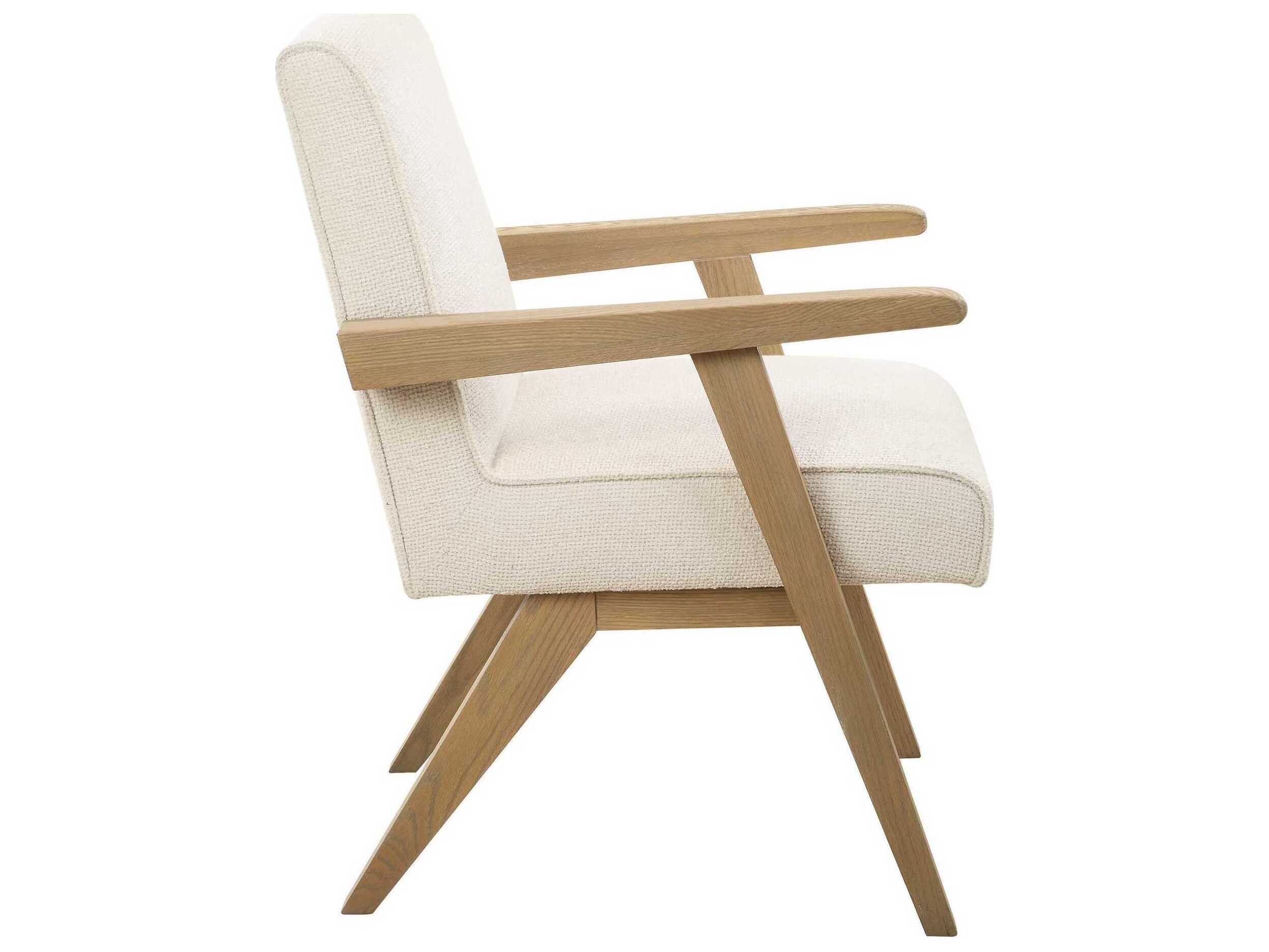 Uttermost Blakely Oak Wood White Upholstered Arm Dining Chair