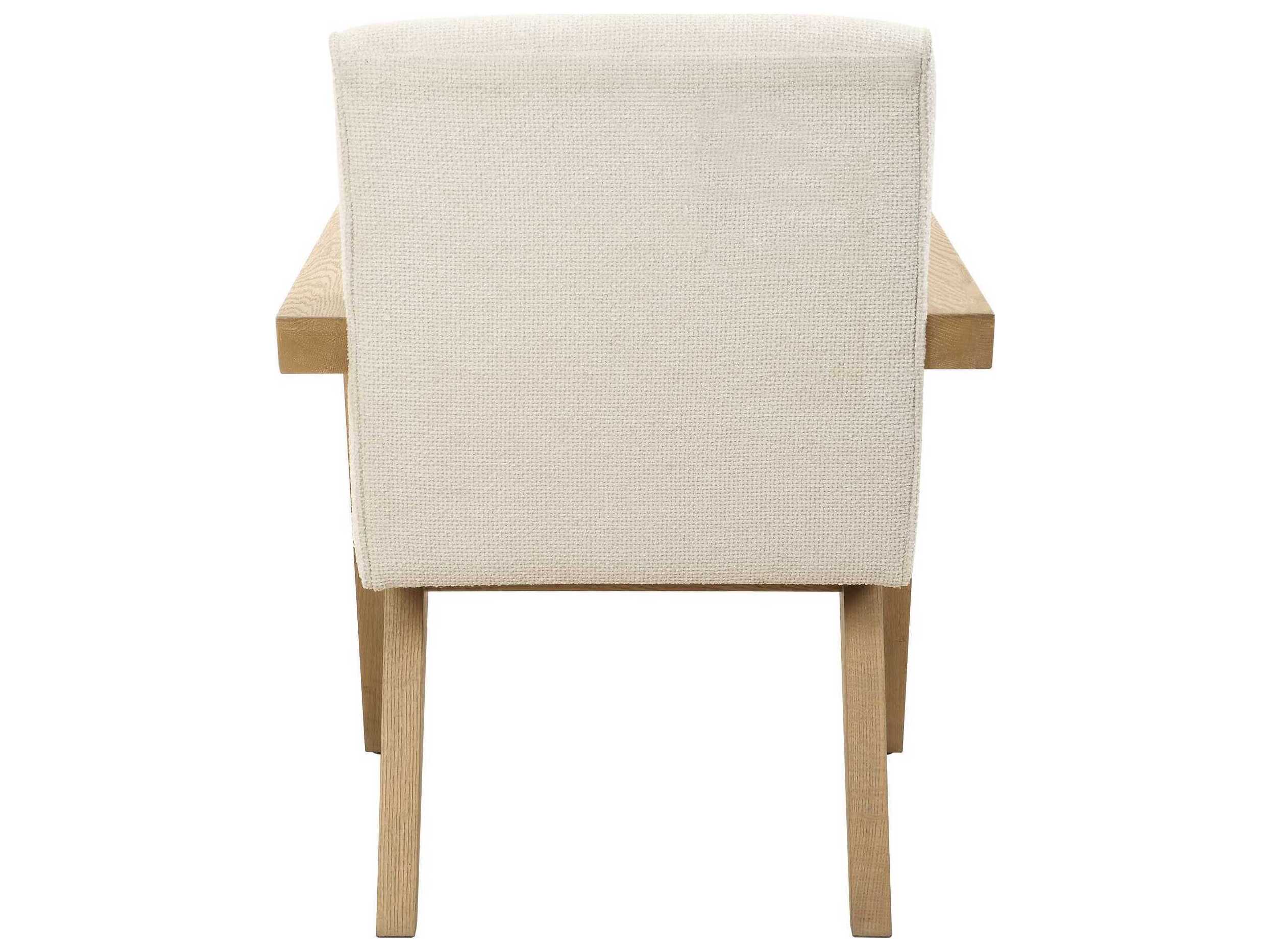 Uttermost Blakely Oak Wood White Upholstered Arm Dining Chair